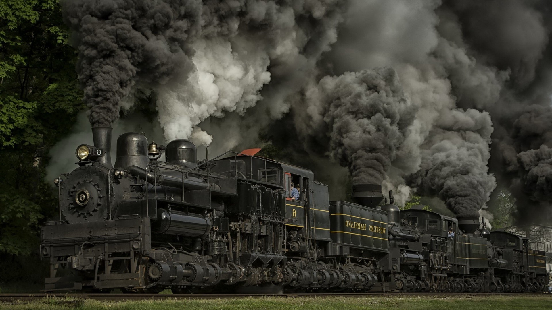 Locomotiva a vapore con fumo denso, 1920x1080 Full HD 1080p, Laptop