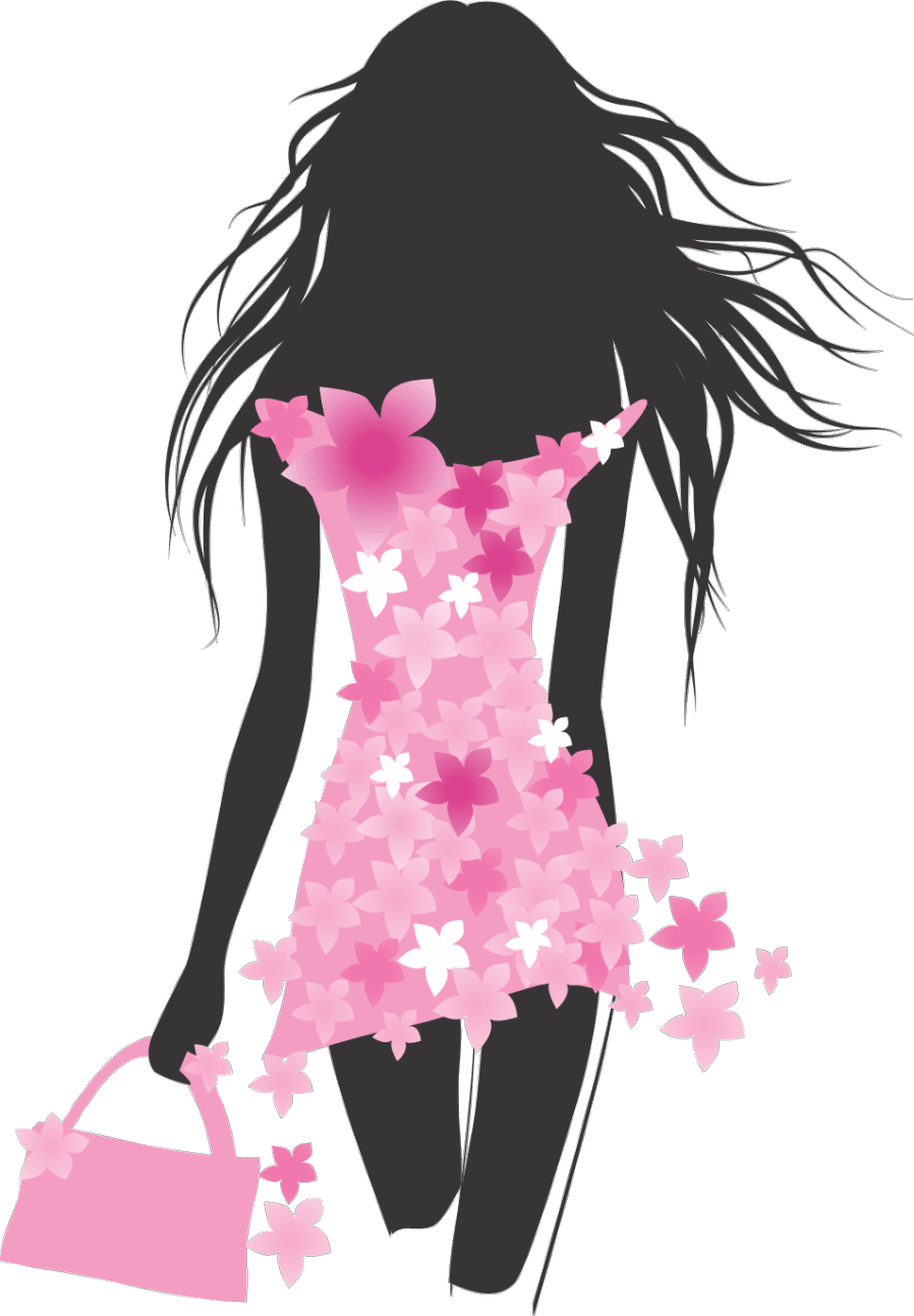 Silhouette donna vestito floreale rosa, 898x1293 Full HD Verticale, Smartphone