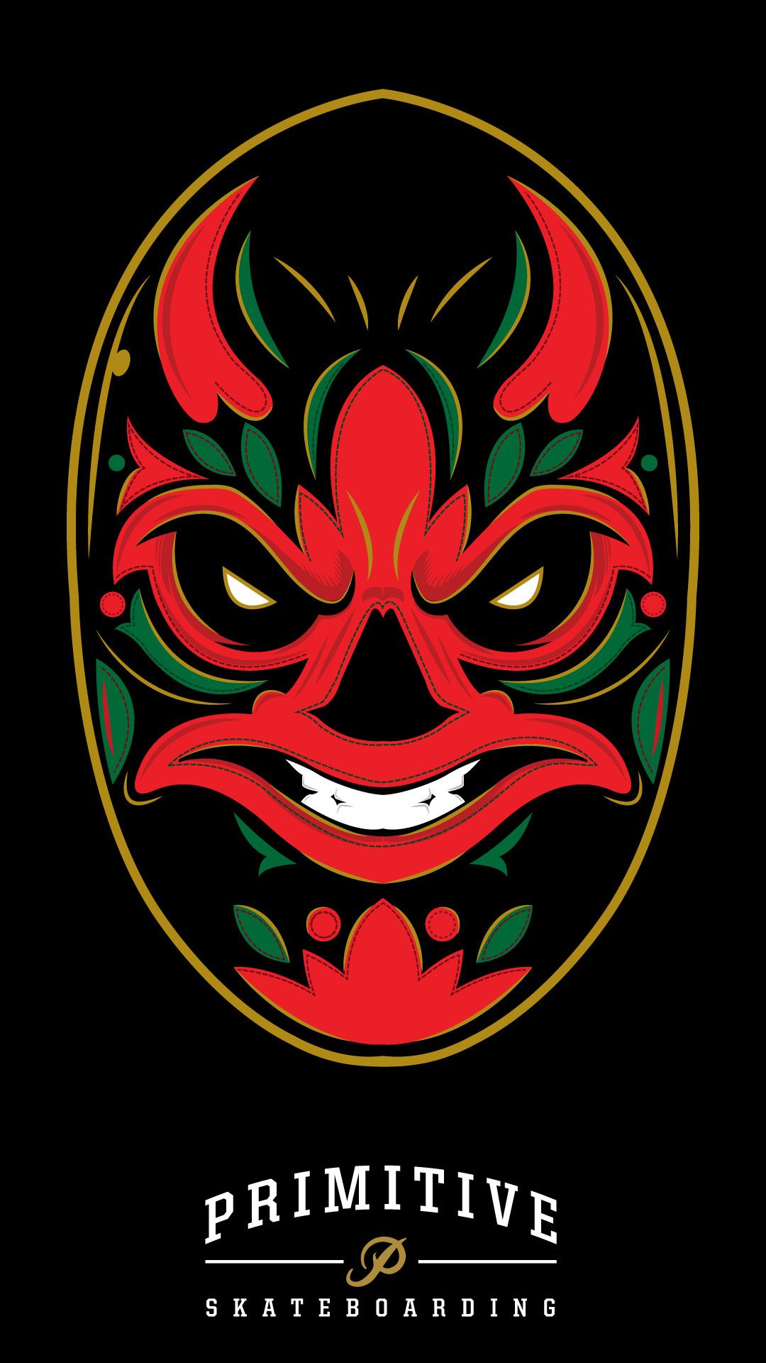 Logo Primitive Skateboarding maschera demone, 1080x1920 Full HD Verticale, Smartphone