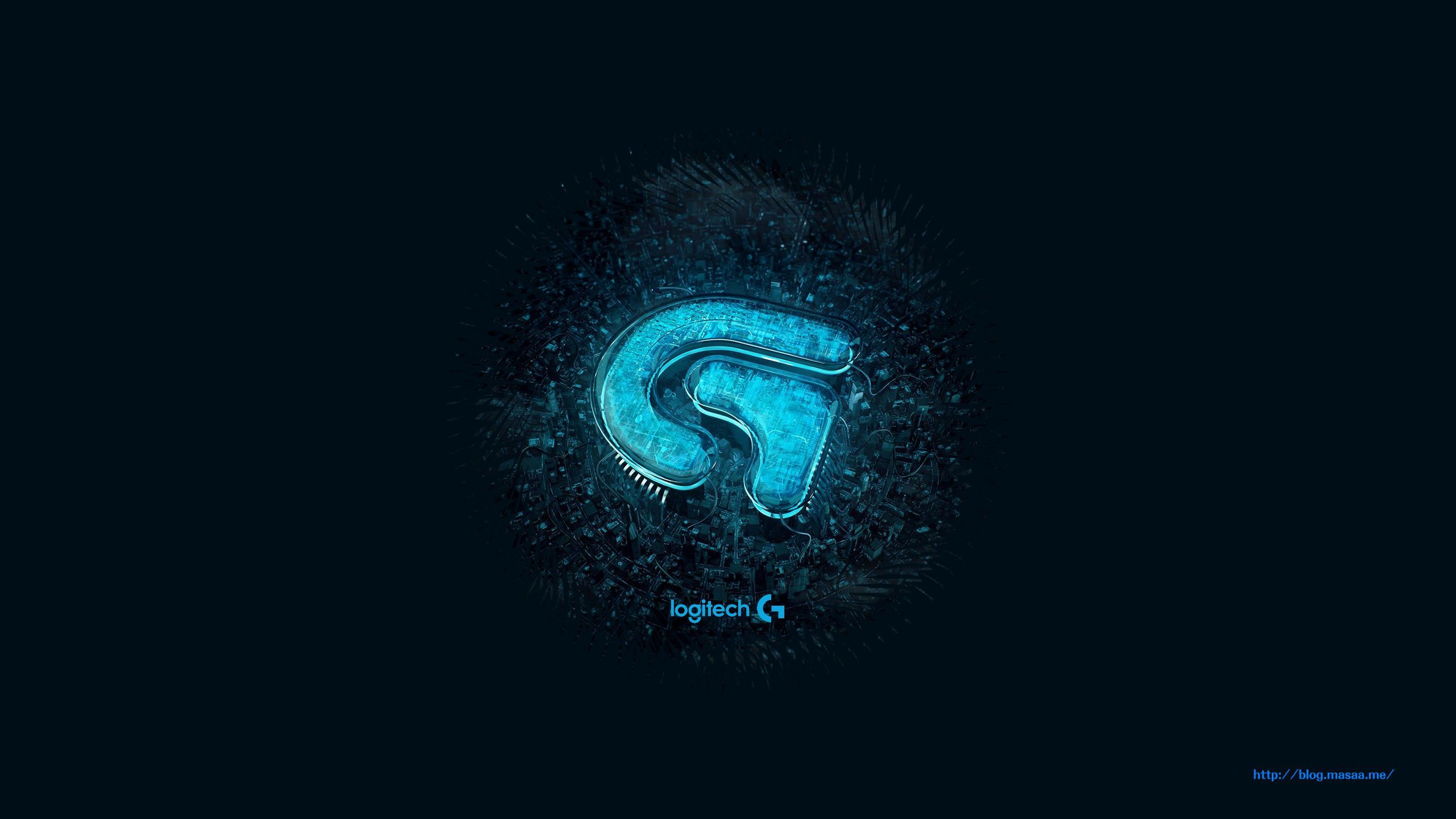 Logo Logitech blu particelle, 2560x1440 2K, Desktop
