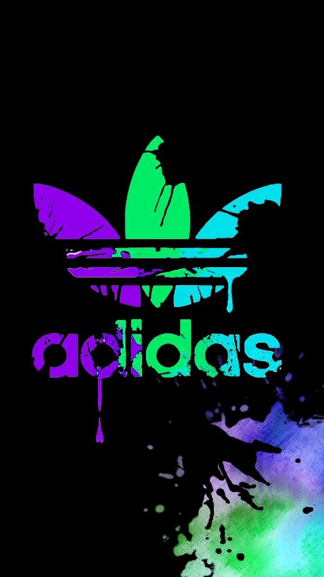 Logo Adidas colorato sgocciolante, 1080x1920 Full HD Verticale, iPhone Plus