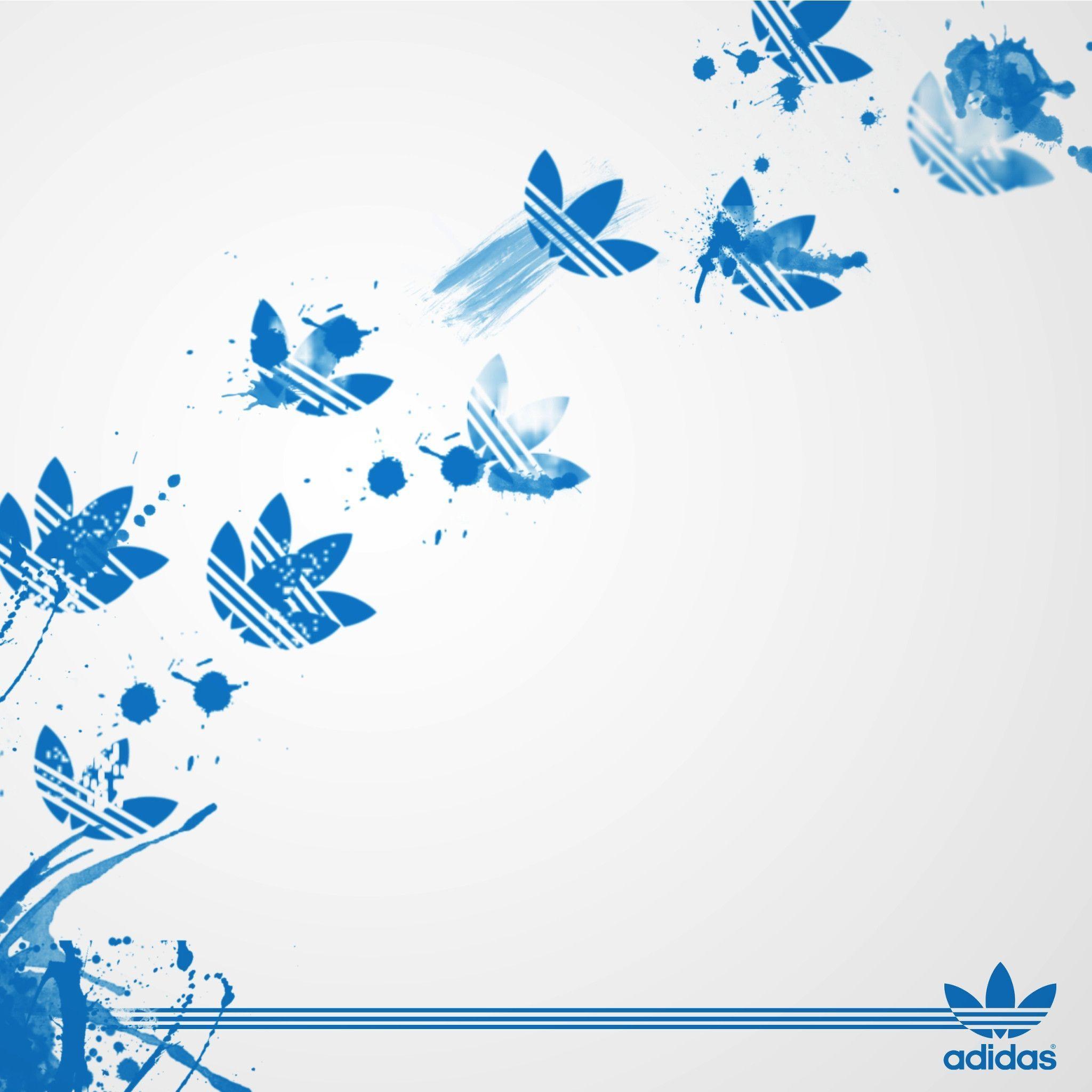 Logo Adidas vintage blu splatter, 2048x2048 2K, Desktop
