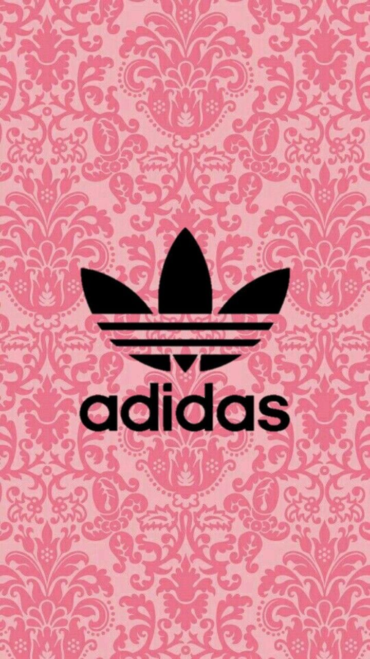 Logo Adidas nero su rosa damascato, 720x1282 Verticale, iPhone