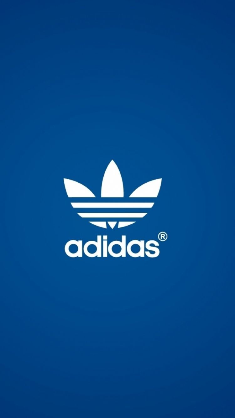 Logo Adidas bianco sfondo blu, tre strisce, 750x1334 Full HD Verticale, iPhone Plus