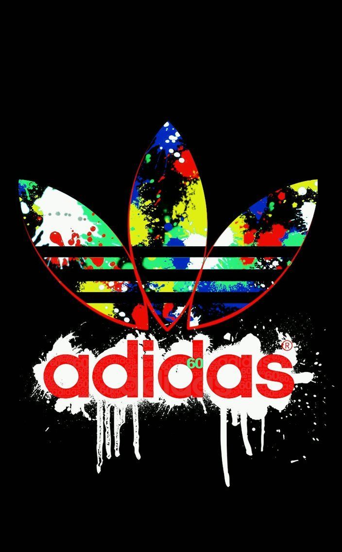 Logo Adidas colorato schizzi, abbigliamento sportivo, 704x1134 Verticale, Telefono