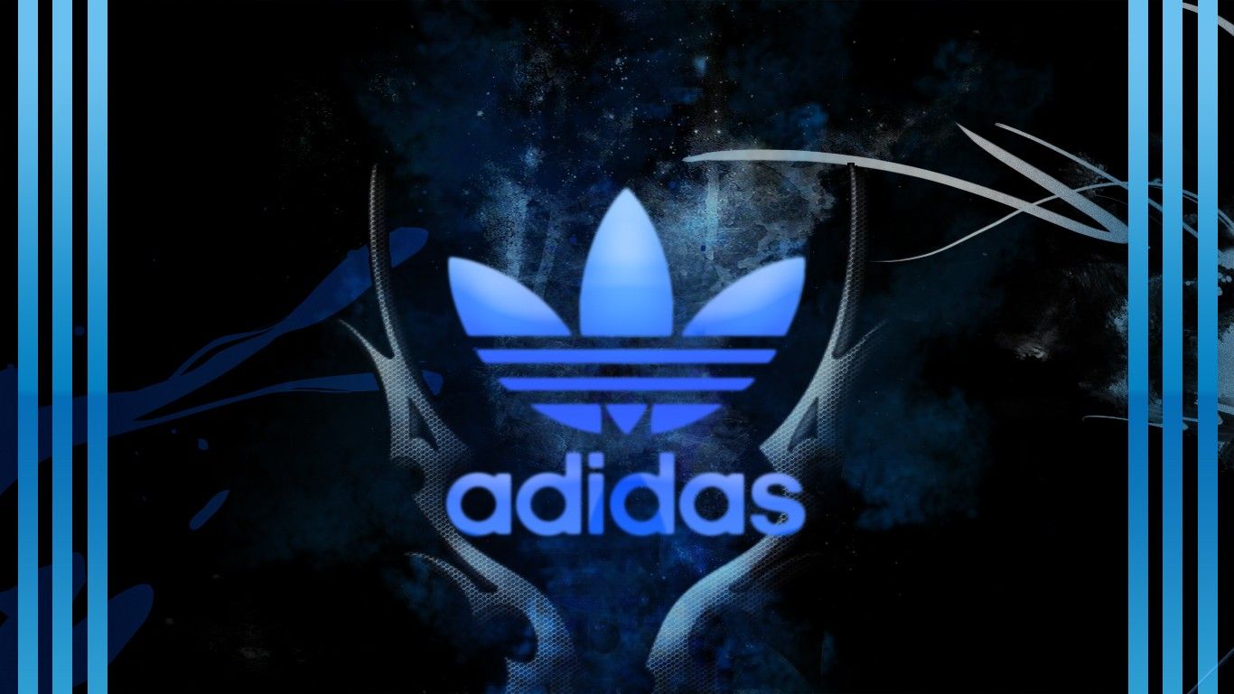 Logo Adidas blu astratto, 1366x768 HD, Desktop