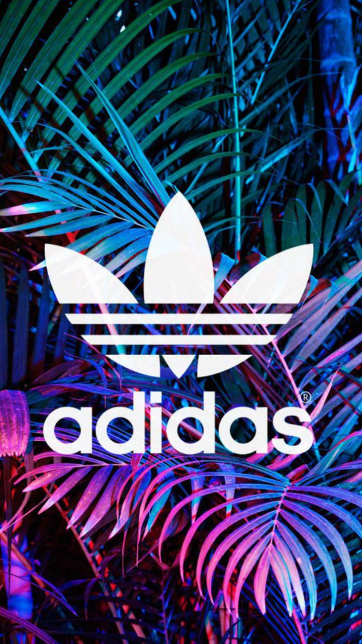 Logo Adidas su foglie tropicali, 720x1280 Verticale, Mobile