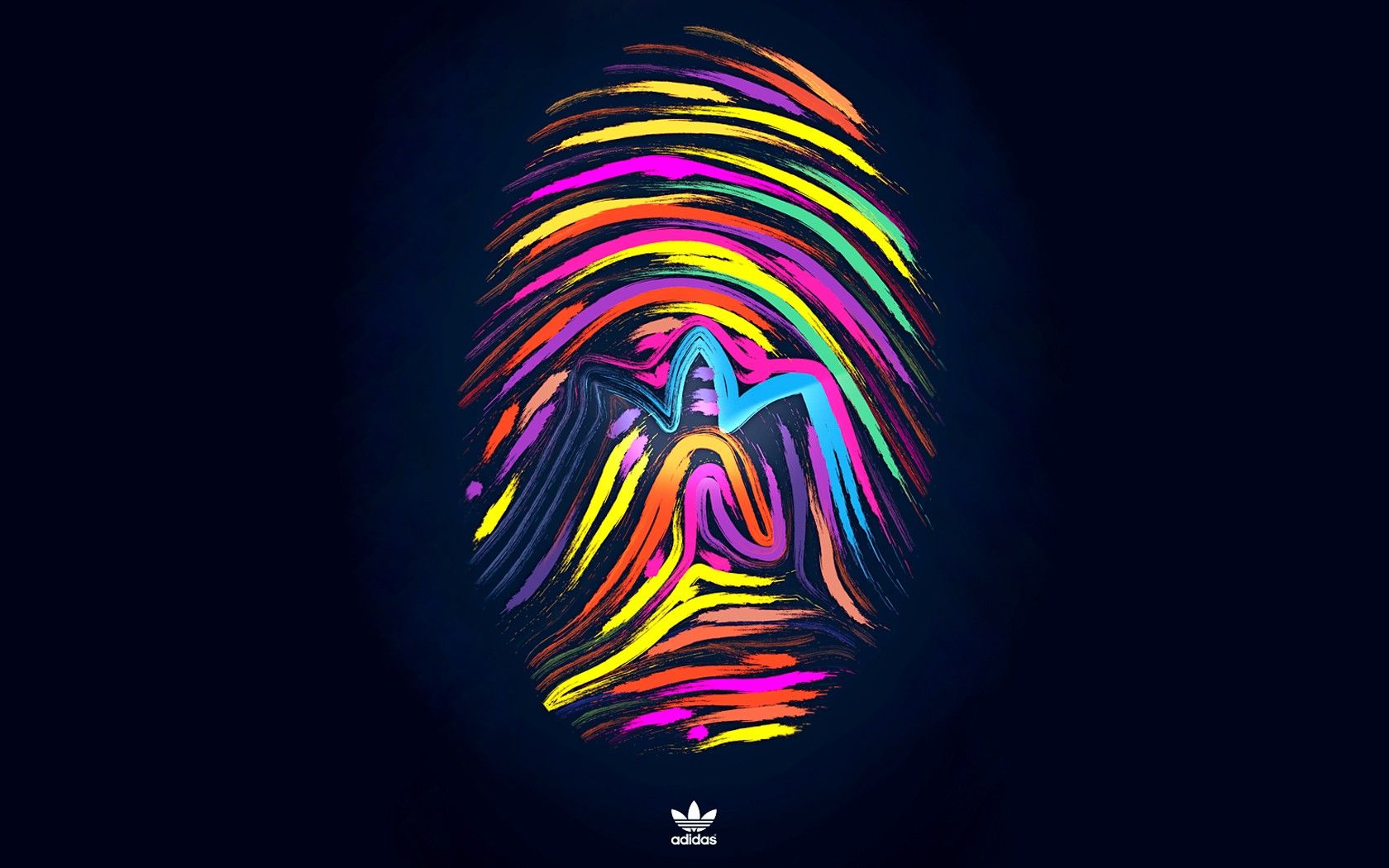 Impronta digitale colorata logo Adidas, 1680x1050 900p, Desktop