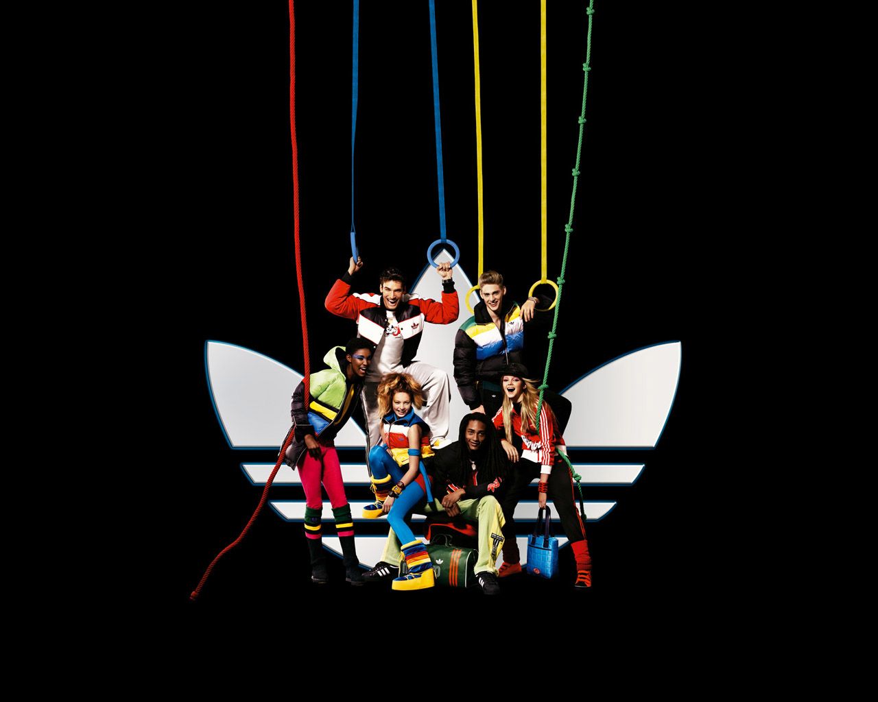 Logo Adidas con persone appese, 1280x1024 720p, PC