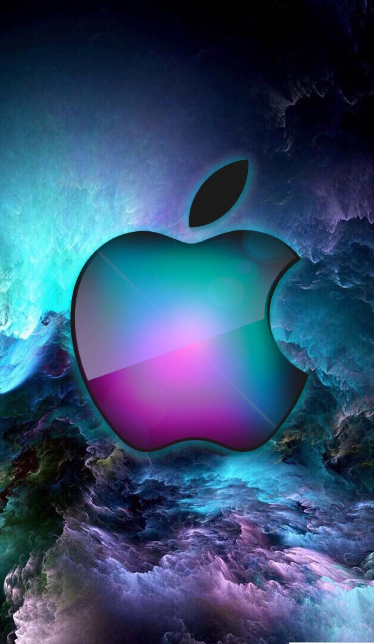 Logo Apple colorato su nuvole, azienda tech, 1232x2121 Verticale, Mobile