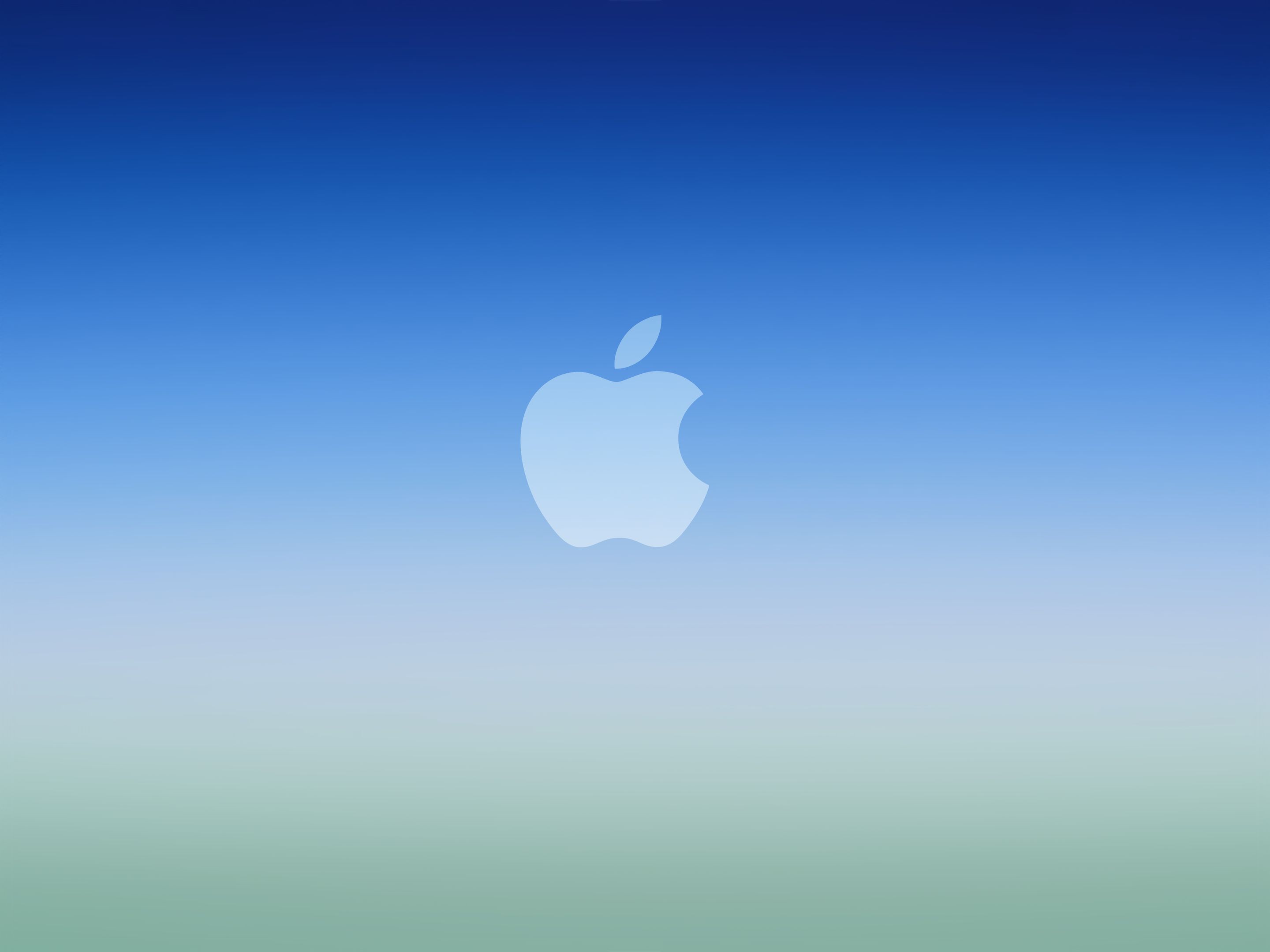 Logo Apple bianco sfondo blu, 2880x2160 2K+, Desktop