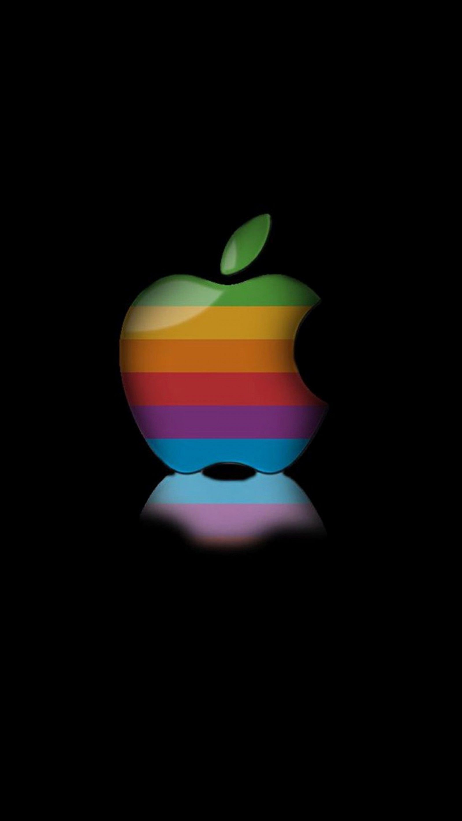 Logo Apple arcobaleno sfondo nero, 1600x2844 Verticale, Mobile
