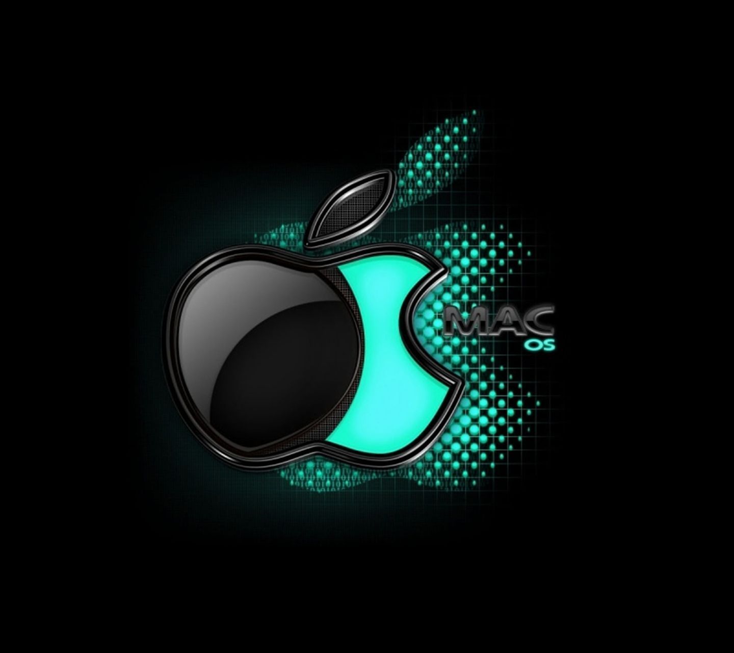 Logo Apple nero e turchese, 1440x1280 HD, Desktop