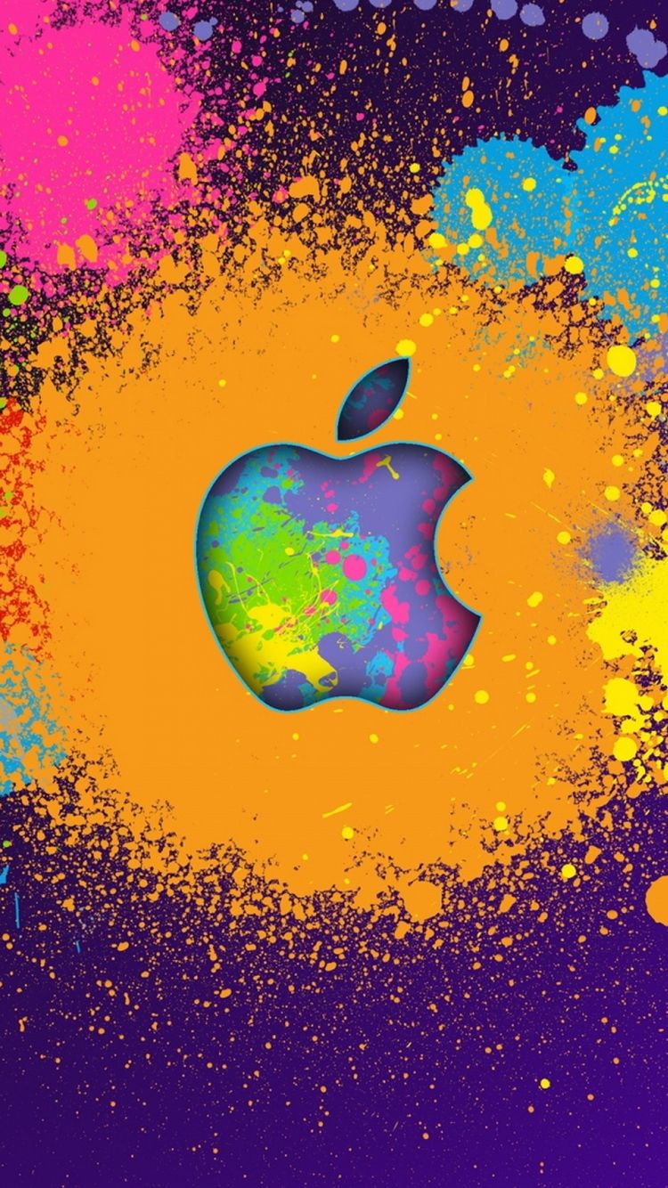 Logo Apple colorato splatter, 750x1334 Full HD Verticale, iPhone