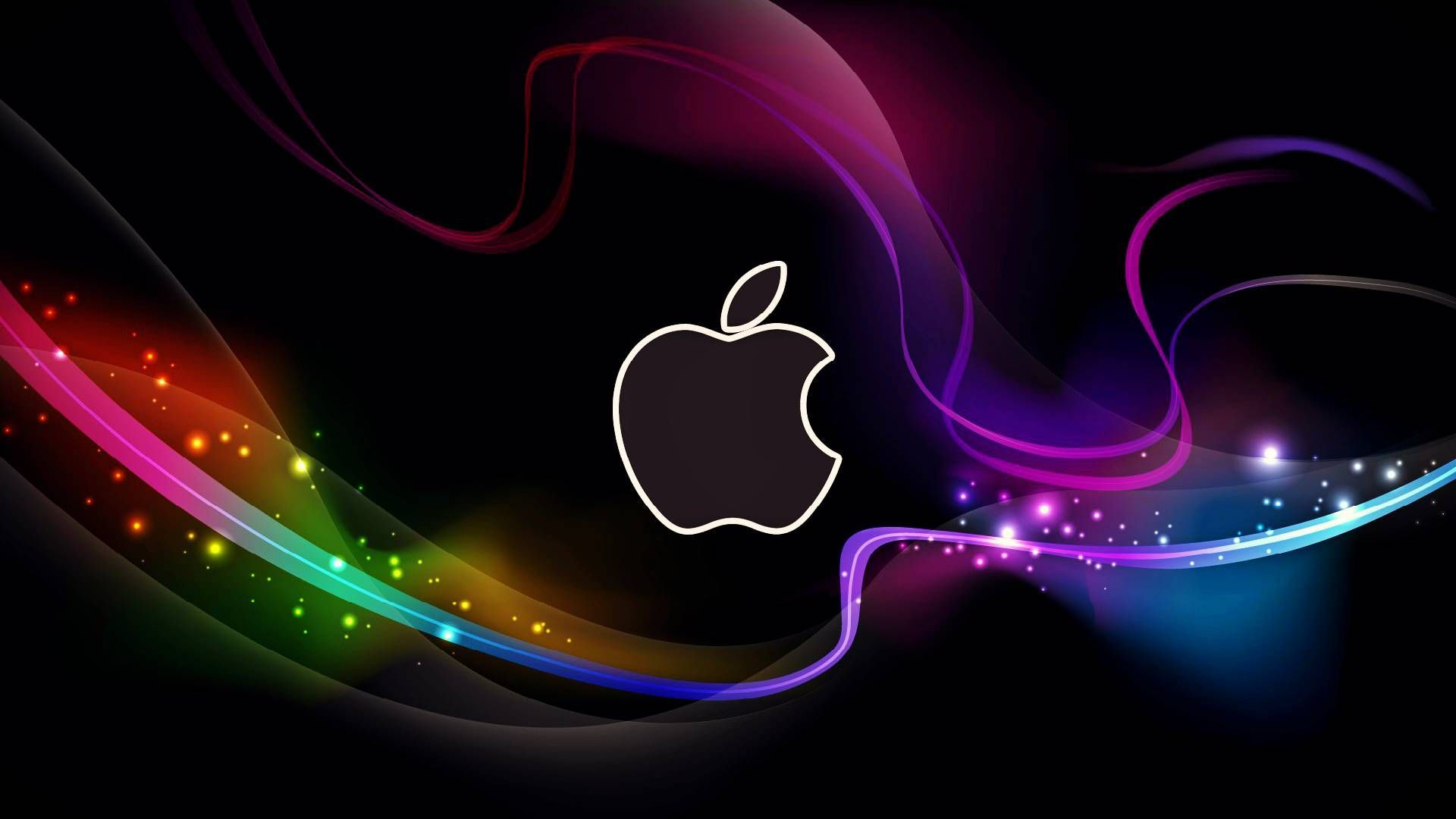 Logo Apple neon colorato, 1920x1080 Full HD 1080p, Desktop