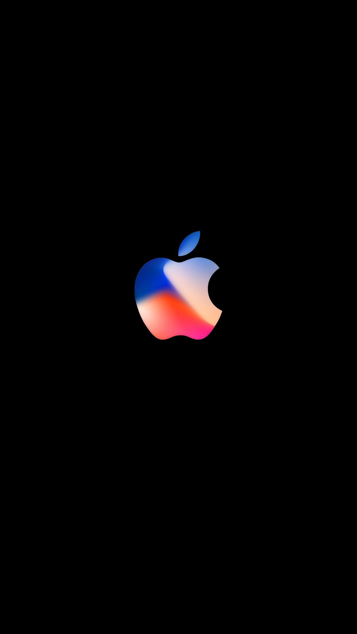 Logo Apple colorato sfondo nero, 1242x2208 Verticale, Mobile