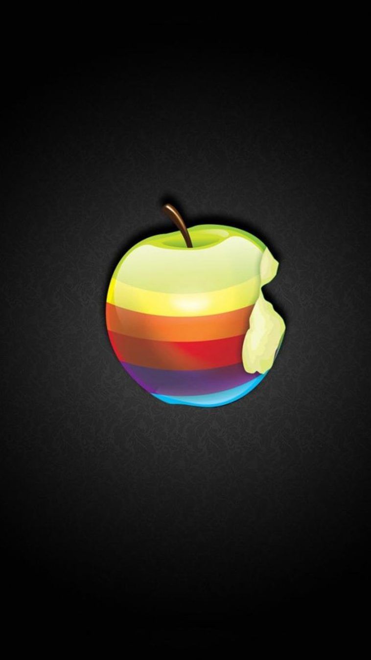Logo Apple arcobaleno sfondo nero, 758x1348 Verticale, POCO