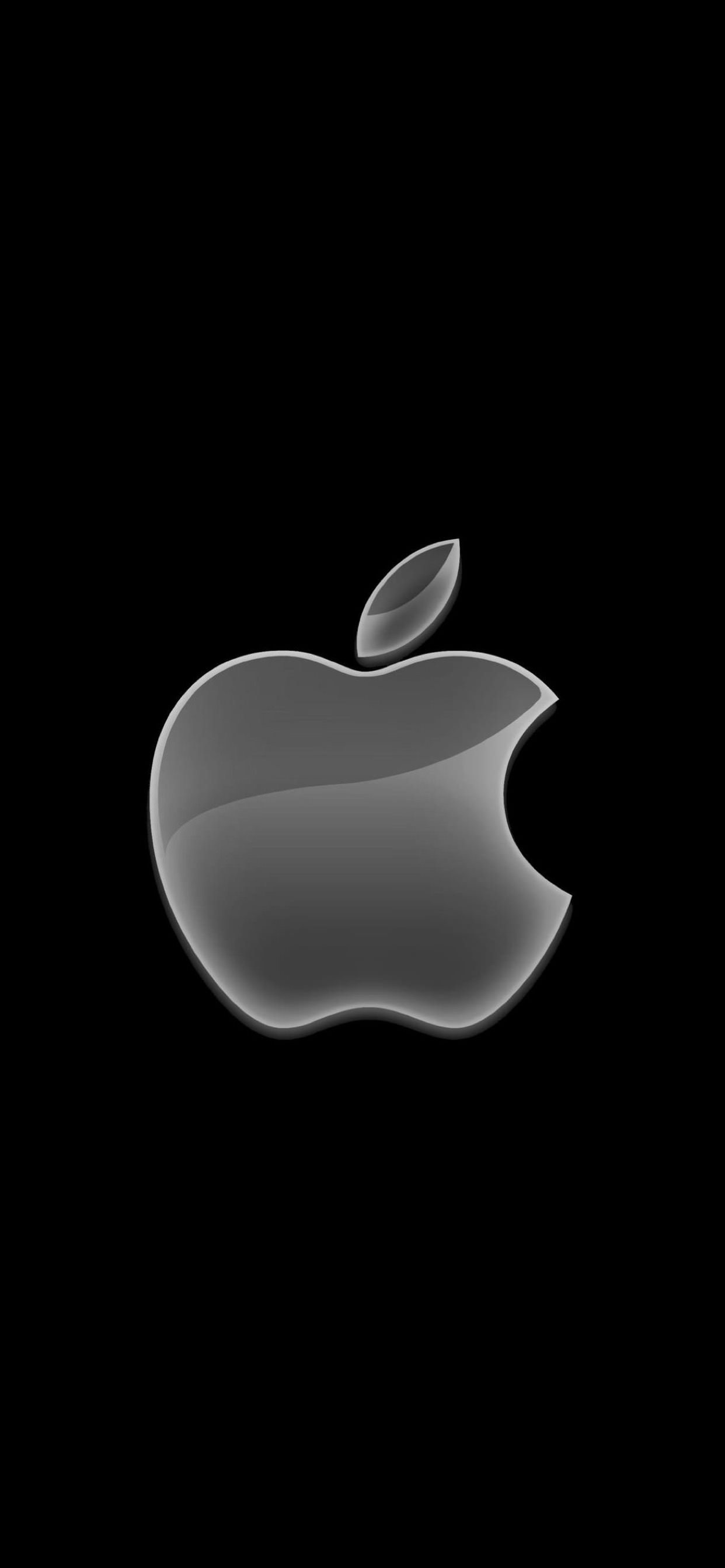 Logo Apple grigio sfondo nero, 1242x2688 Verticale, Mobile