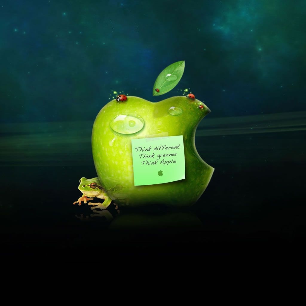Mela verde logo Apple rana, 1024x1024 HD, Laptop