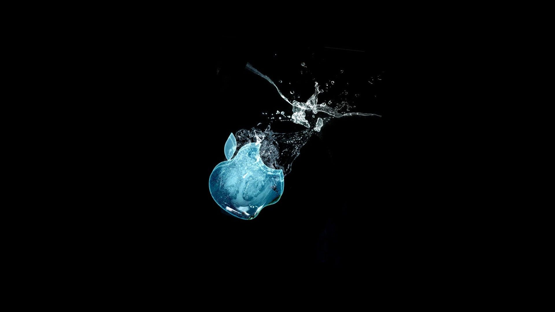 Logo Apple splash acqua blu, 1920x1080 Full HD, PC