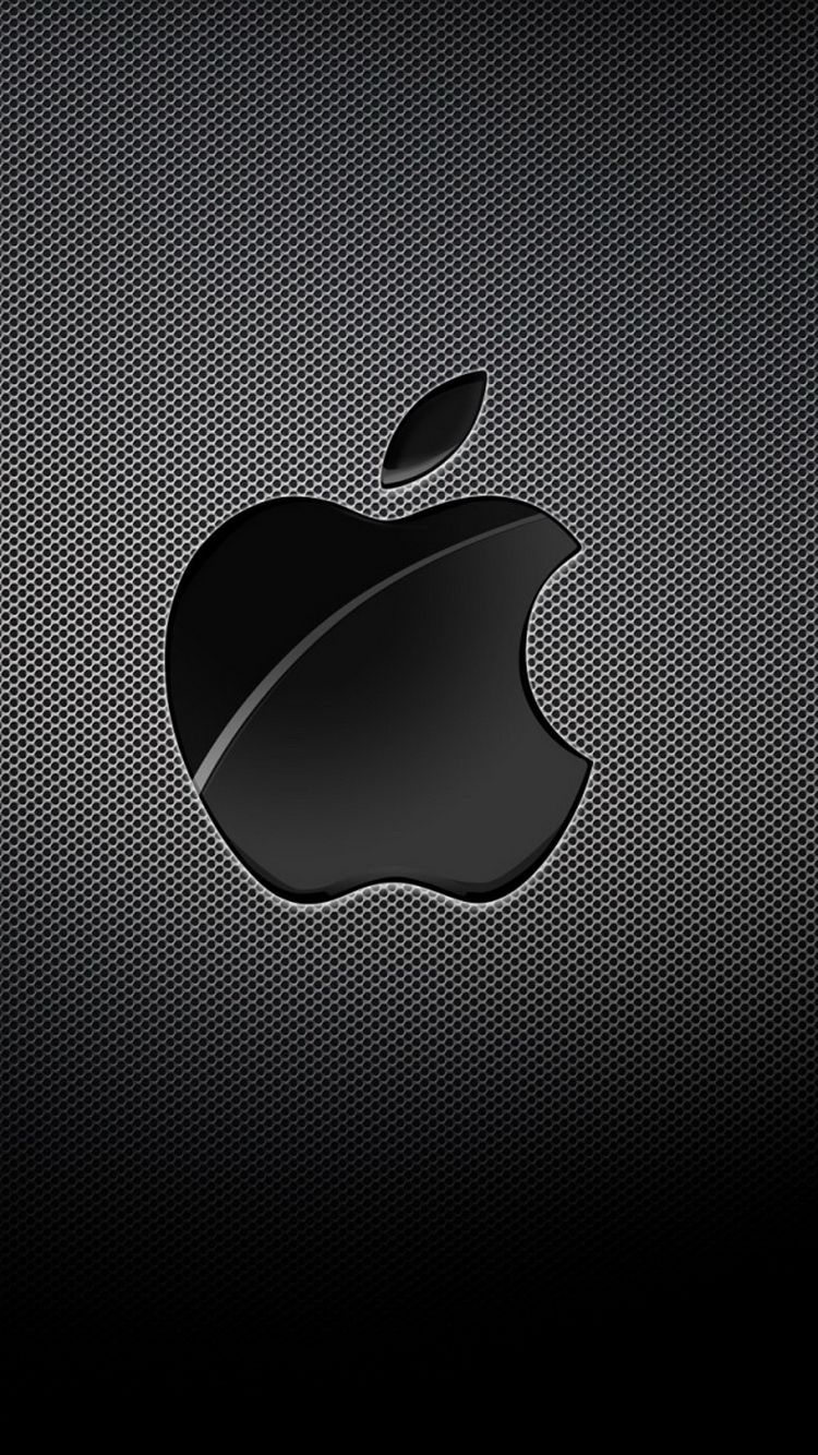 Logo Apple nero metallico, Cupertino, 750x1334 Full HD Verticale, iPhone Plus