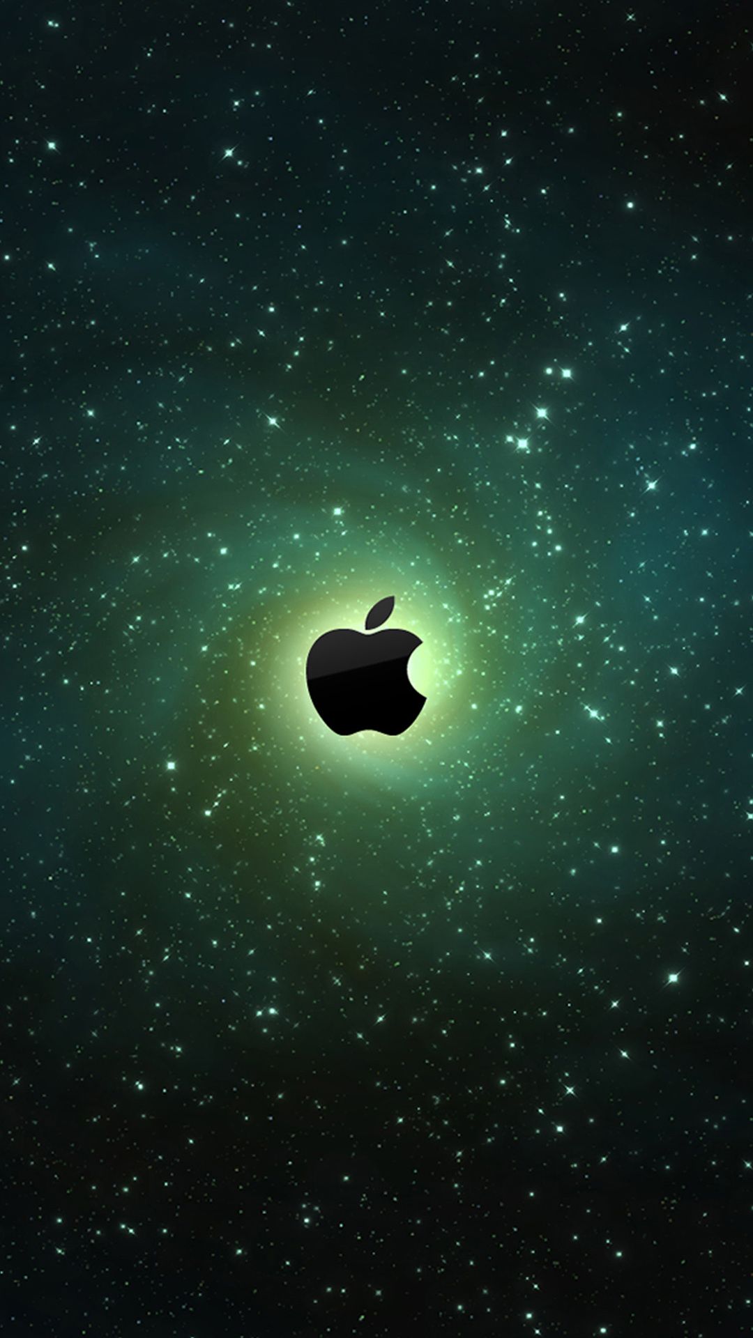Logo Apple spazio stellato verde, 1080x1920 Verticale, Mobile