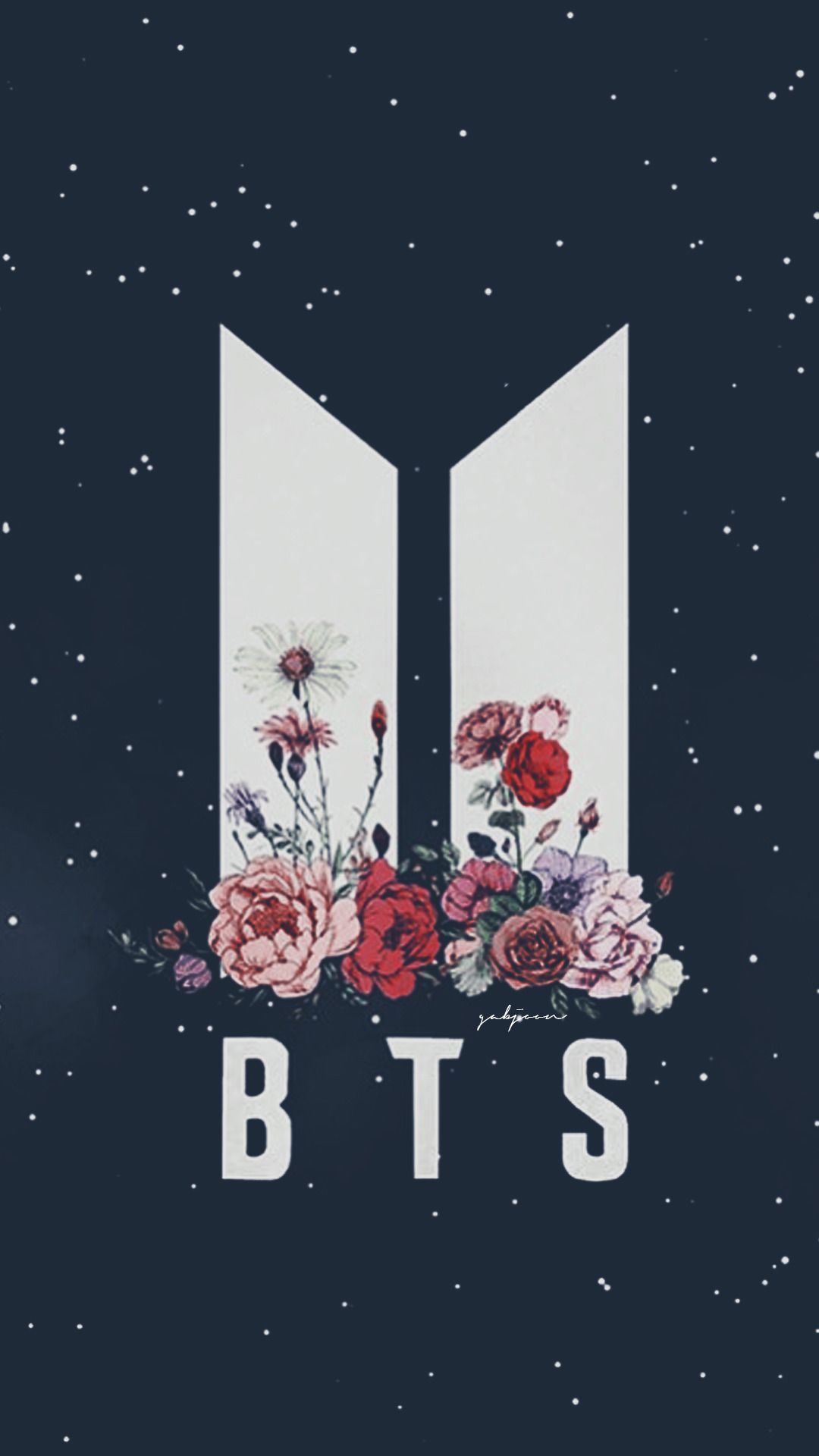 Logo BTS con fiori, 1080x1920 Full HD Verticale, Smartphone