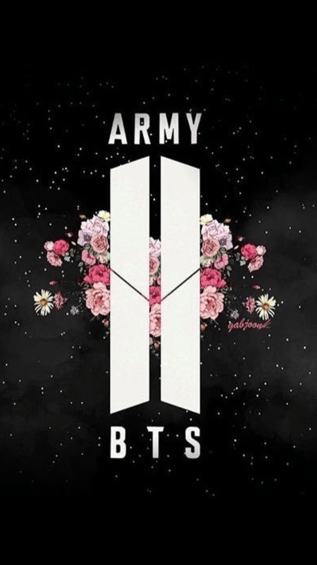 Logo BTS Army con fiori, 1080x1920 Full HD Verticale, iPhone