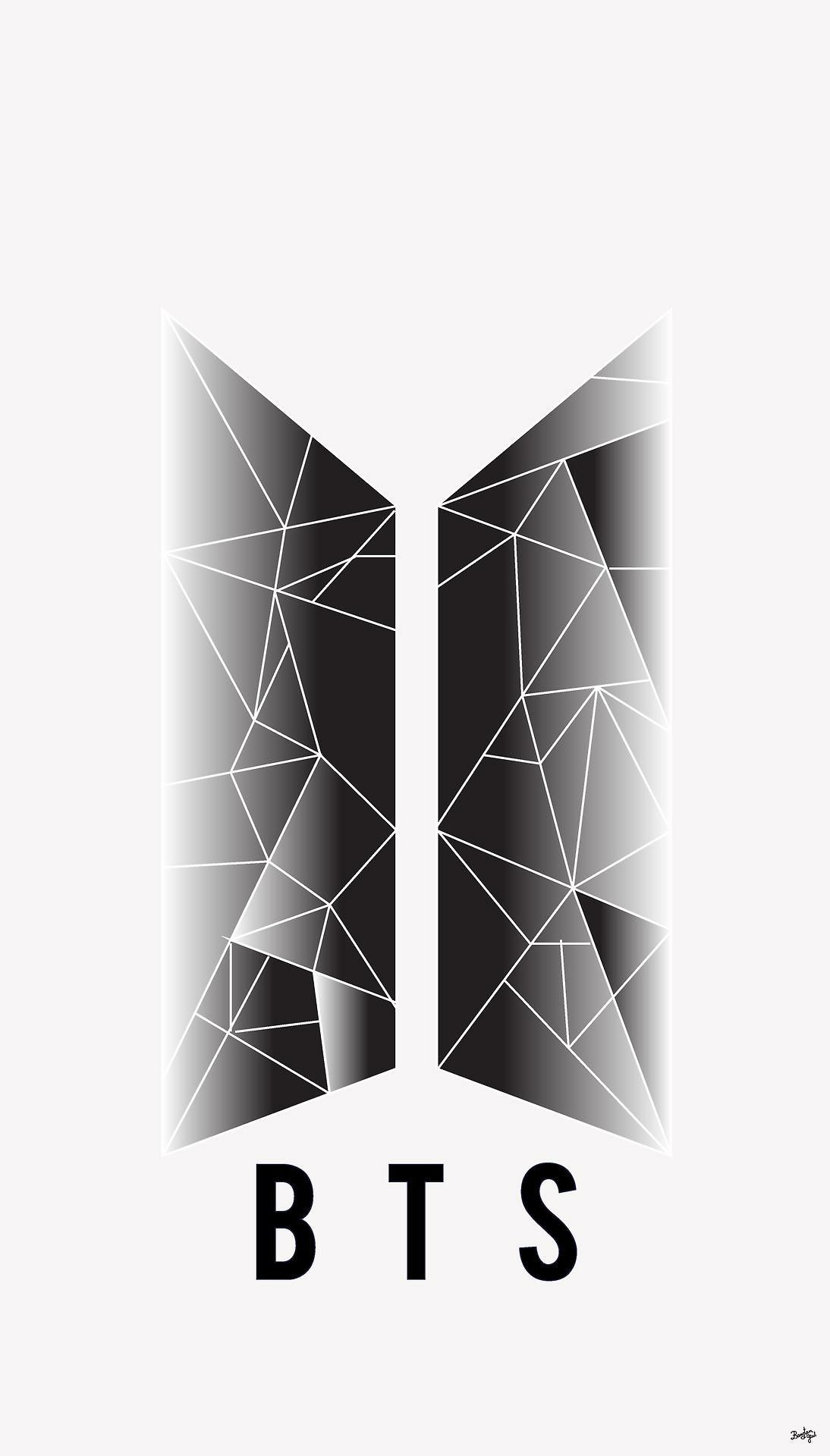 Logo BTS geometrico bianco nero, 1094x1920 Full HD Verticale, iPhone
