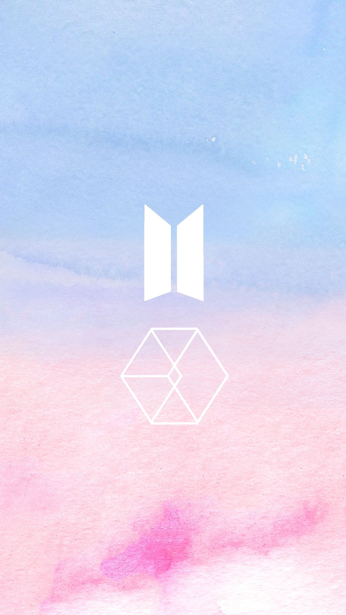 Simbolo BTS ed EXO acquerello, gruppo K-pop, 1333x2367 Verticale, Mobile