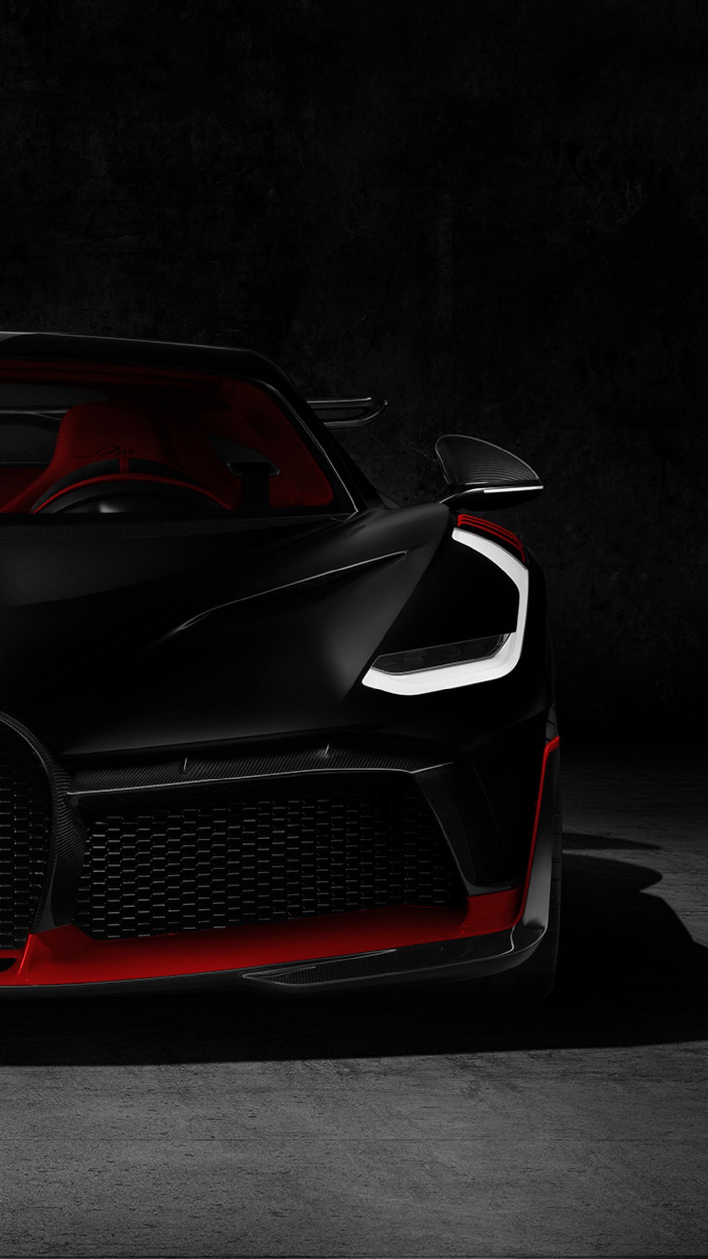 Bugatti nera dettaglio posteriore, 1440x2560 Full HD Verticale, Smartphone