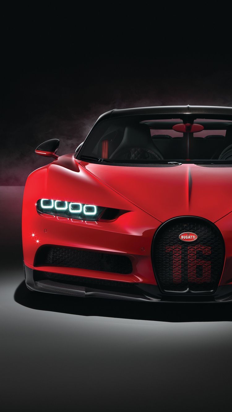 Bugatti Chiron rossa logo, hypercar, 750x1334 Verticale, Telefono