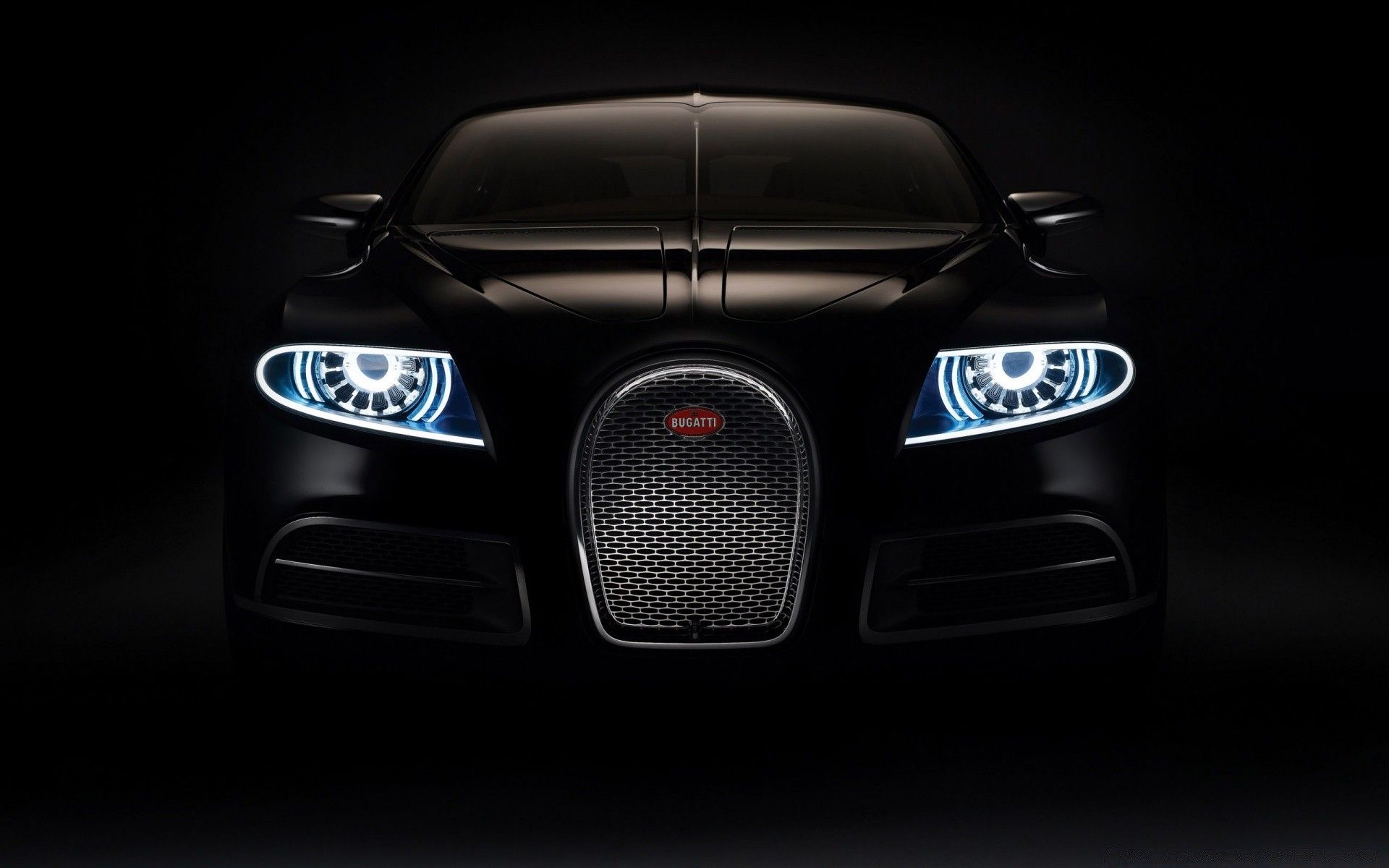 Logo Bugatti su cofano nero, 2560x1600 2K, Desktop