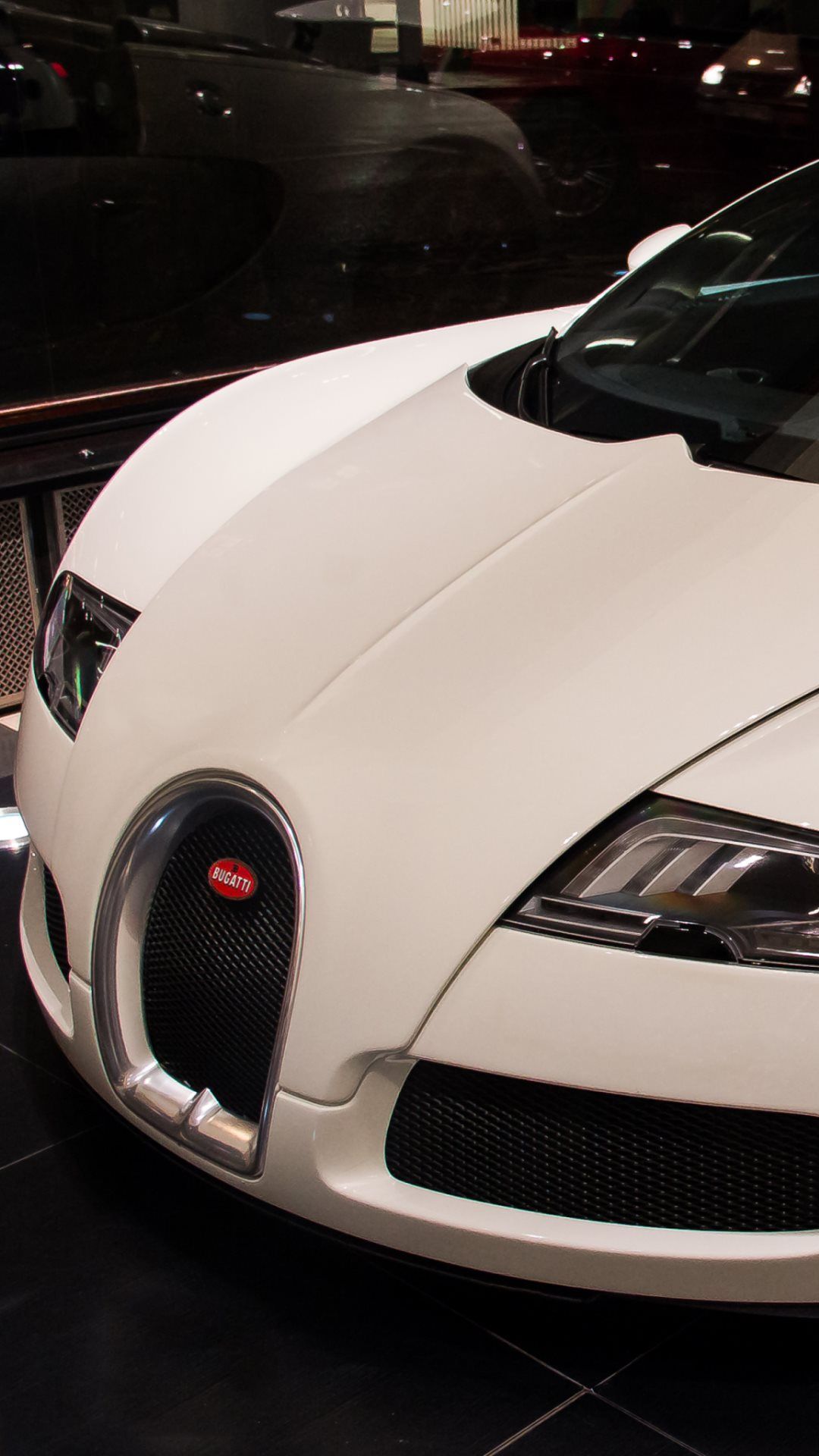 Bugatti nera frontale fari accesi, 1920x1200 Full HD+, PC
