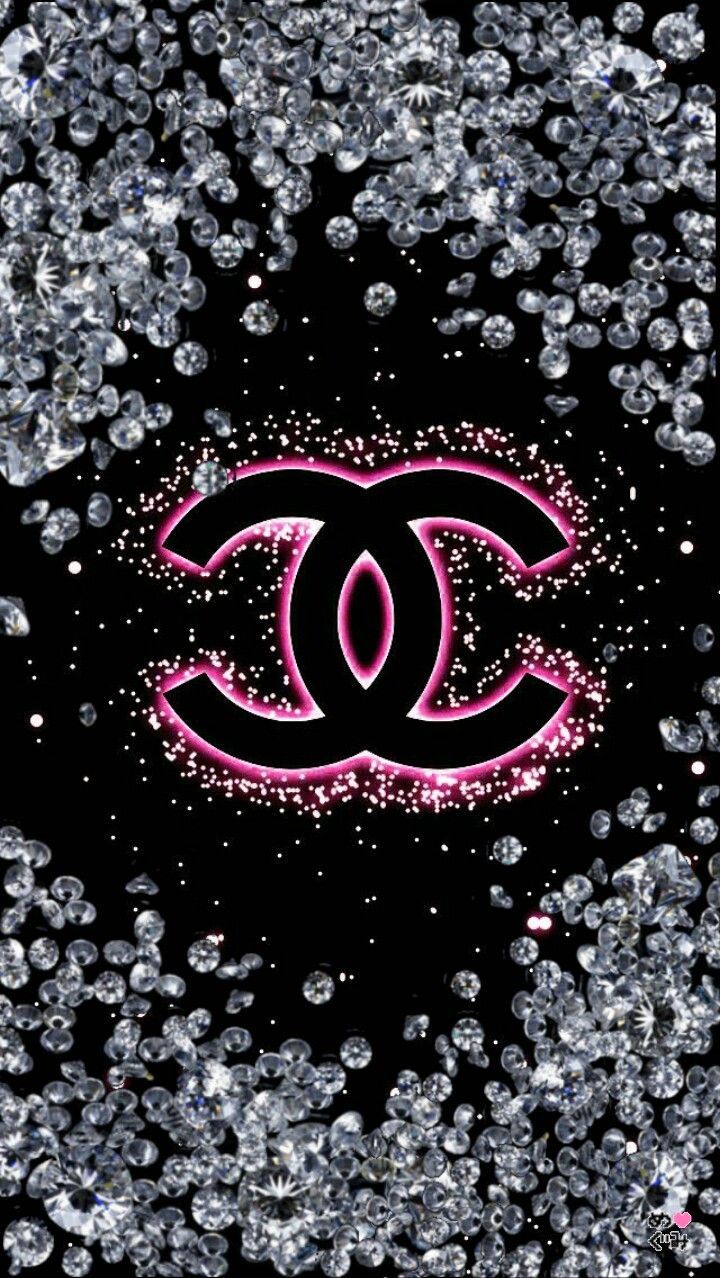 Logo Chanel rosa con diamanti, 720x1278 Verticale, Telefono