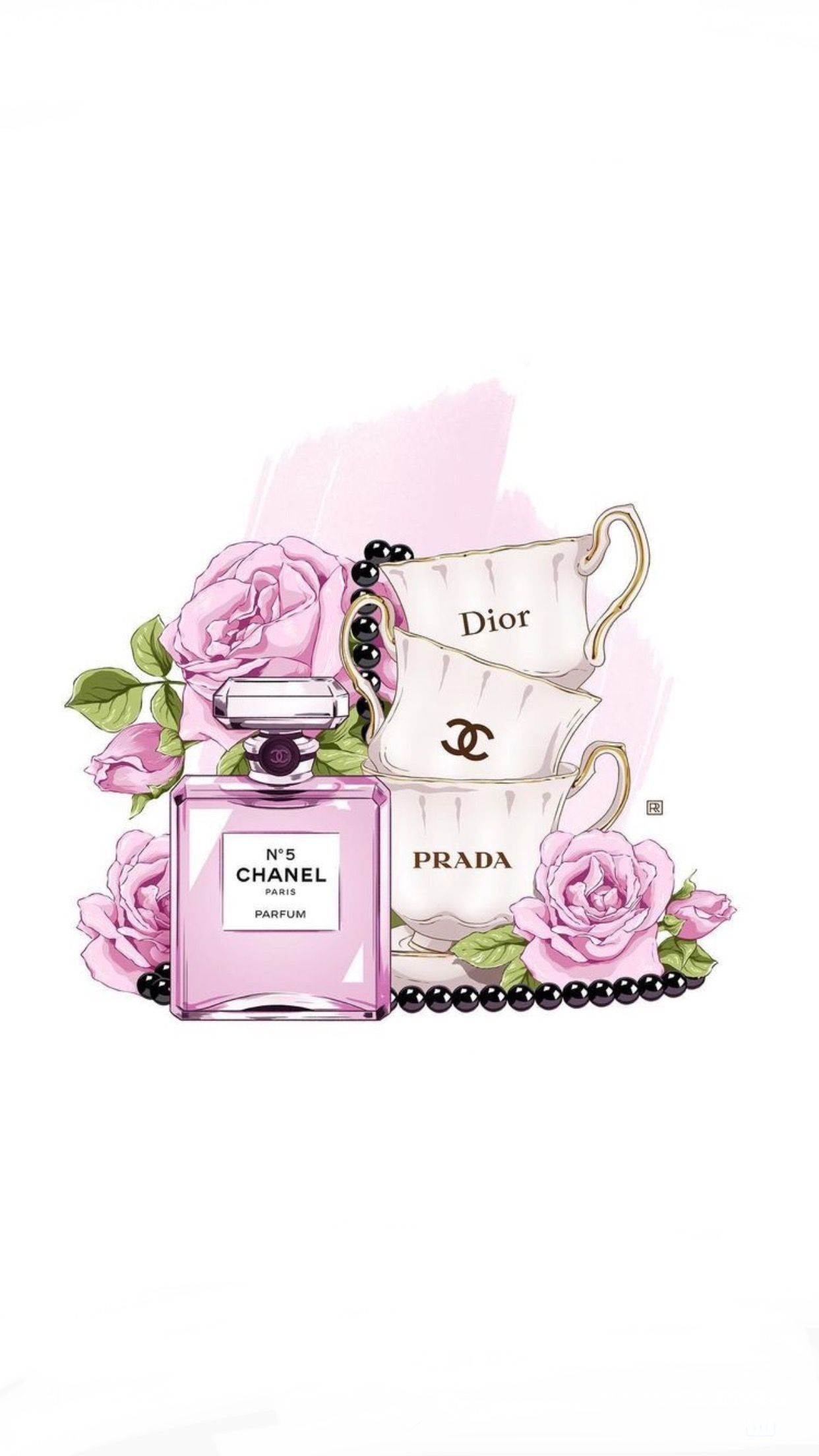 Profumo Chanel con rose rosa, 1242x2208 Verticale, Mobile