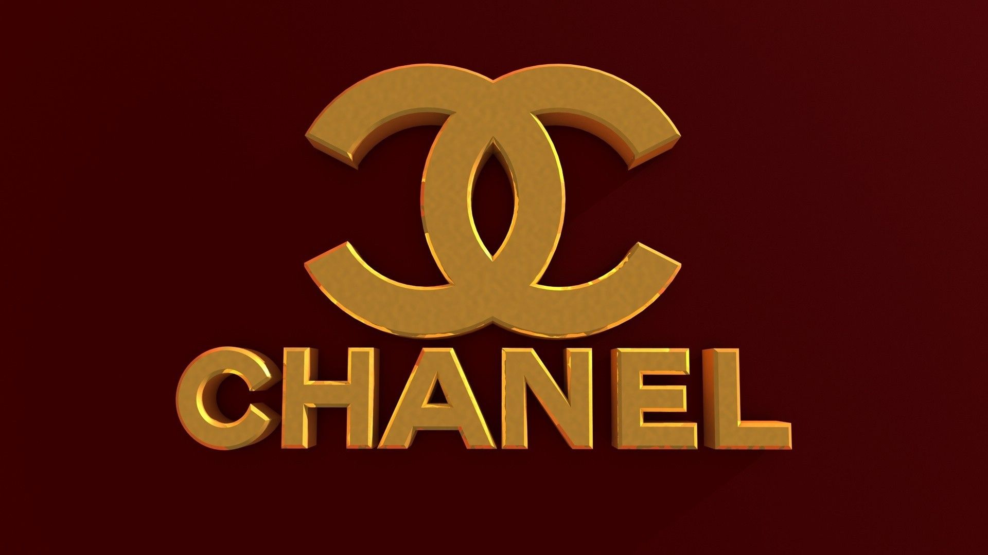 Logo Chanel dorato sfondo rosso, 1920x1080 Full HD, Desktop