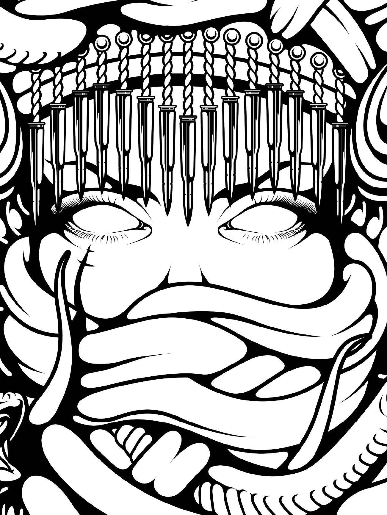 Maschera tribale bianco e nero, 1301x1731 Verticale, Mobile
