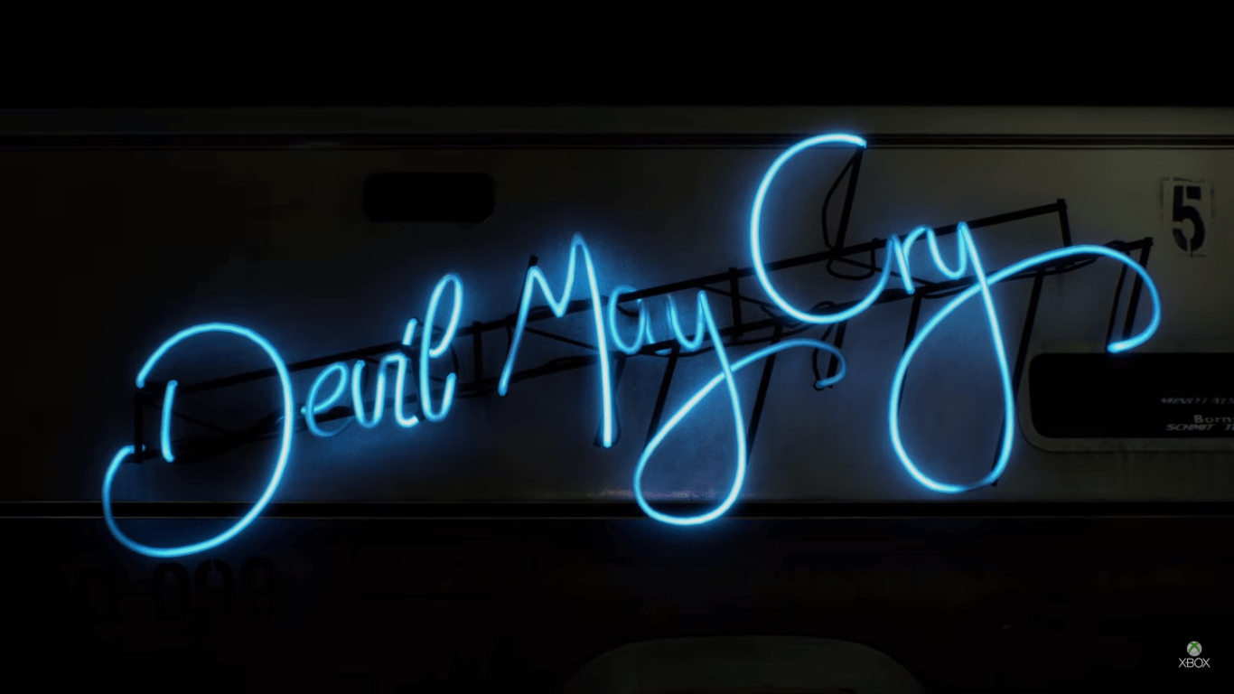 Logo Devil May Cry neon blu, 1366x768 720p, PC