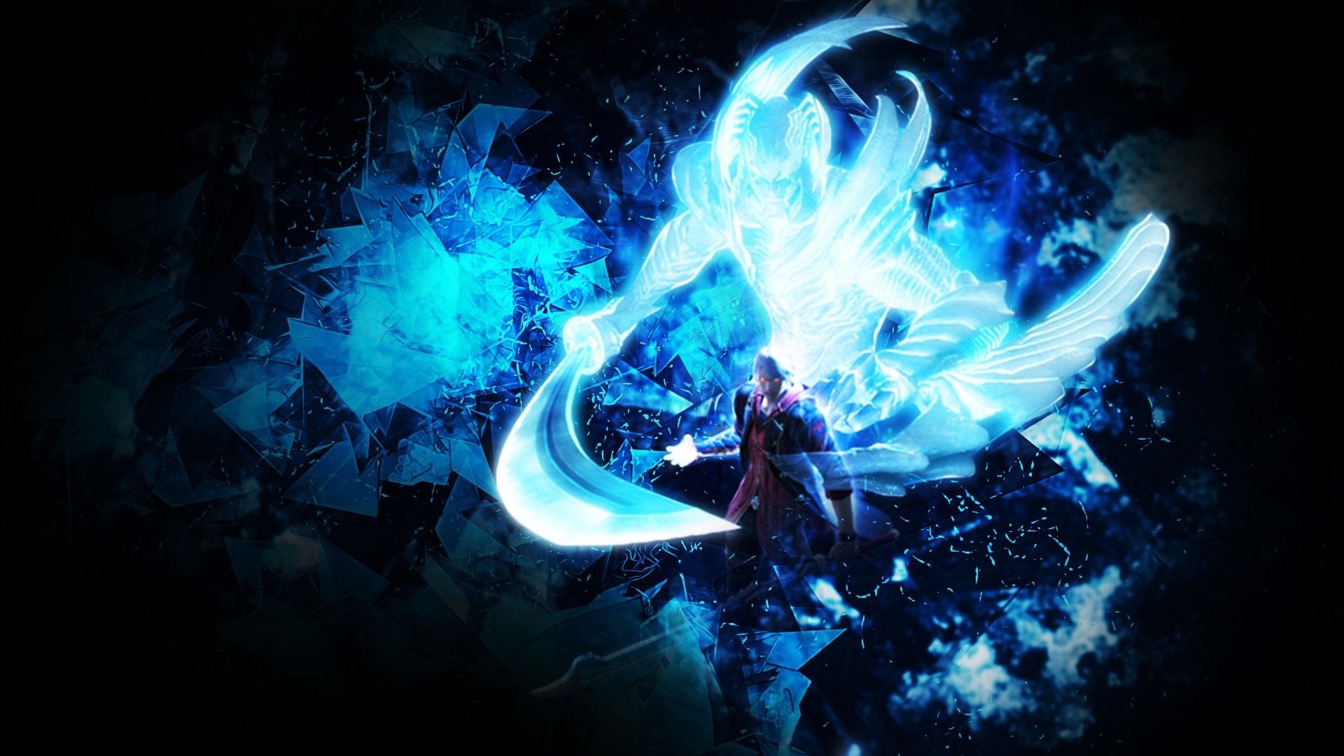 Logo Devil May Cry blu, 1920x1080 Full HD, PC Desktop