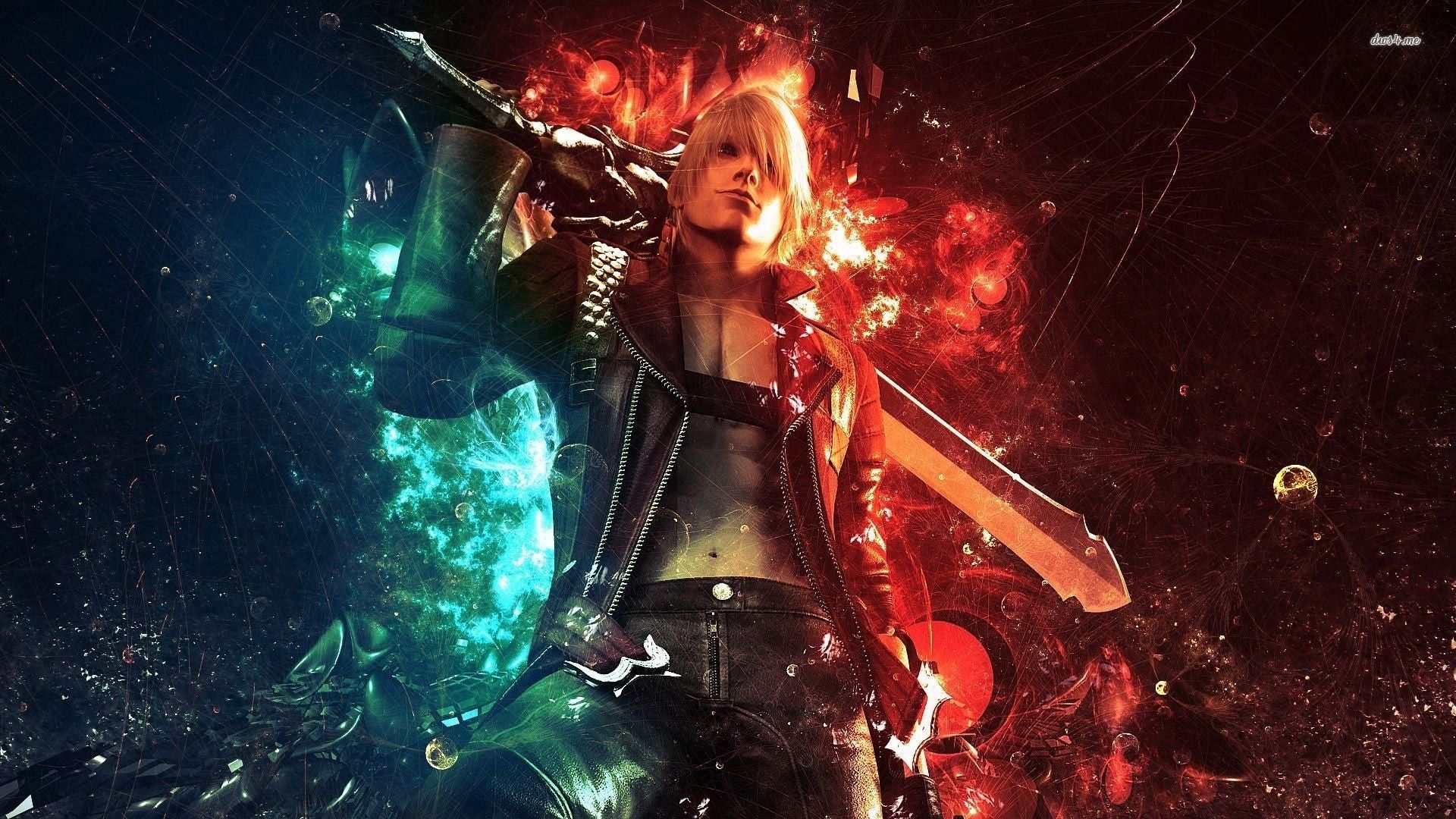 Dante Devil May Cry fiamme blu rosse, 1920x1080 Full HD 1080p, PC