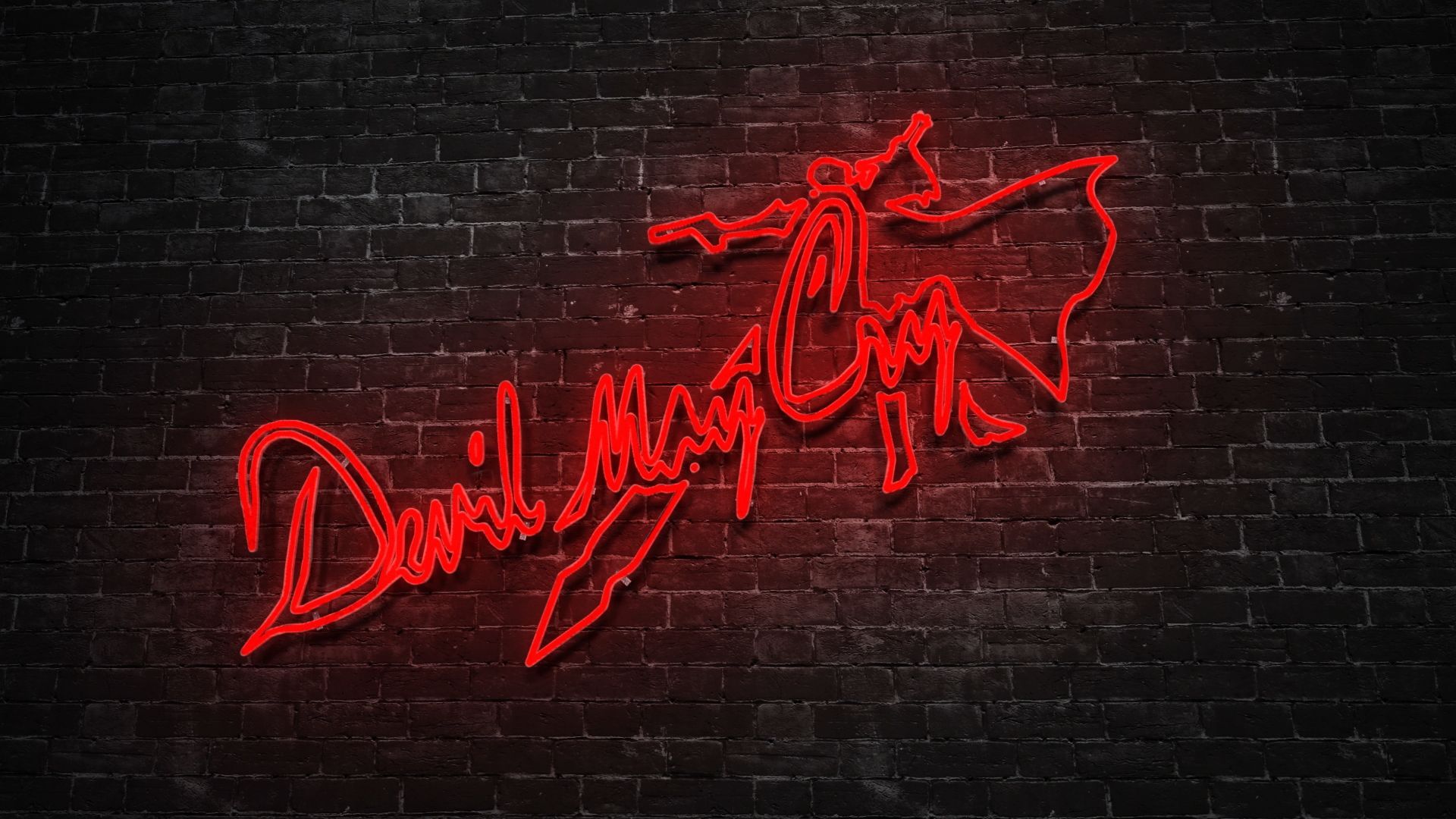 Logo Devil May Cry neon rosso, hack and slash, 1920x1080 Full HD, Desktop