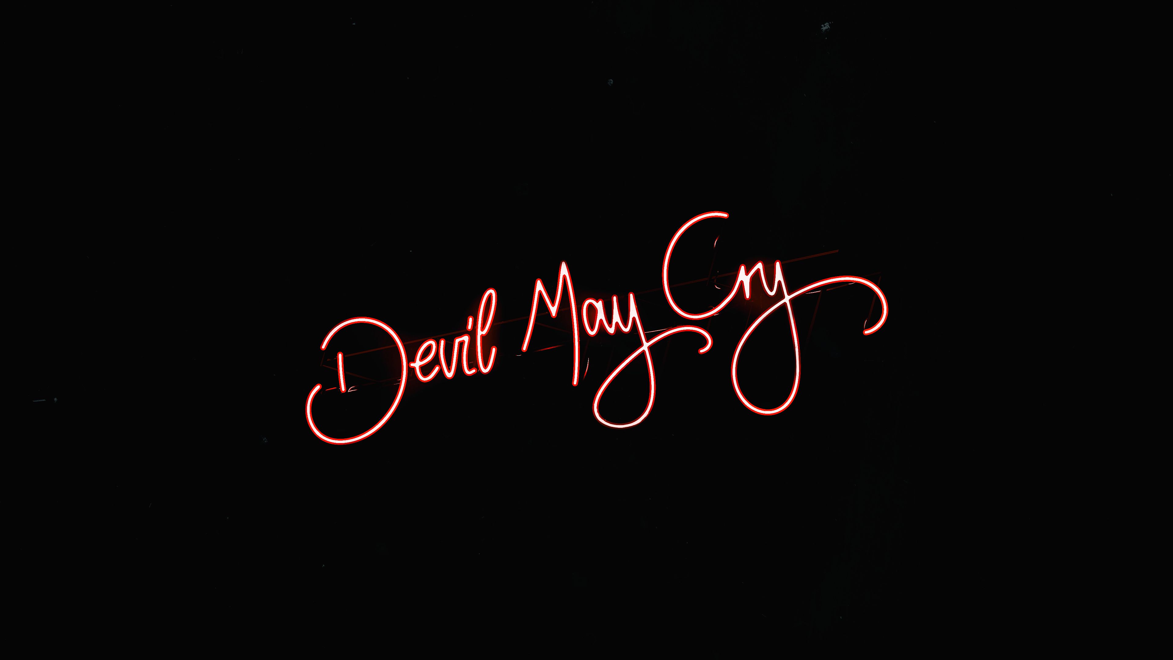 Logo Devil May Cry neon rosso, 3840x2160 4K Ultra HD, Monitor 4K