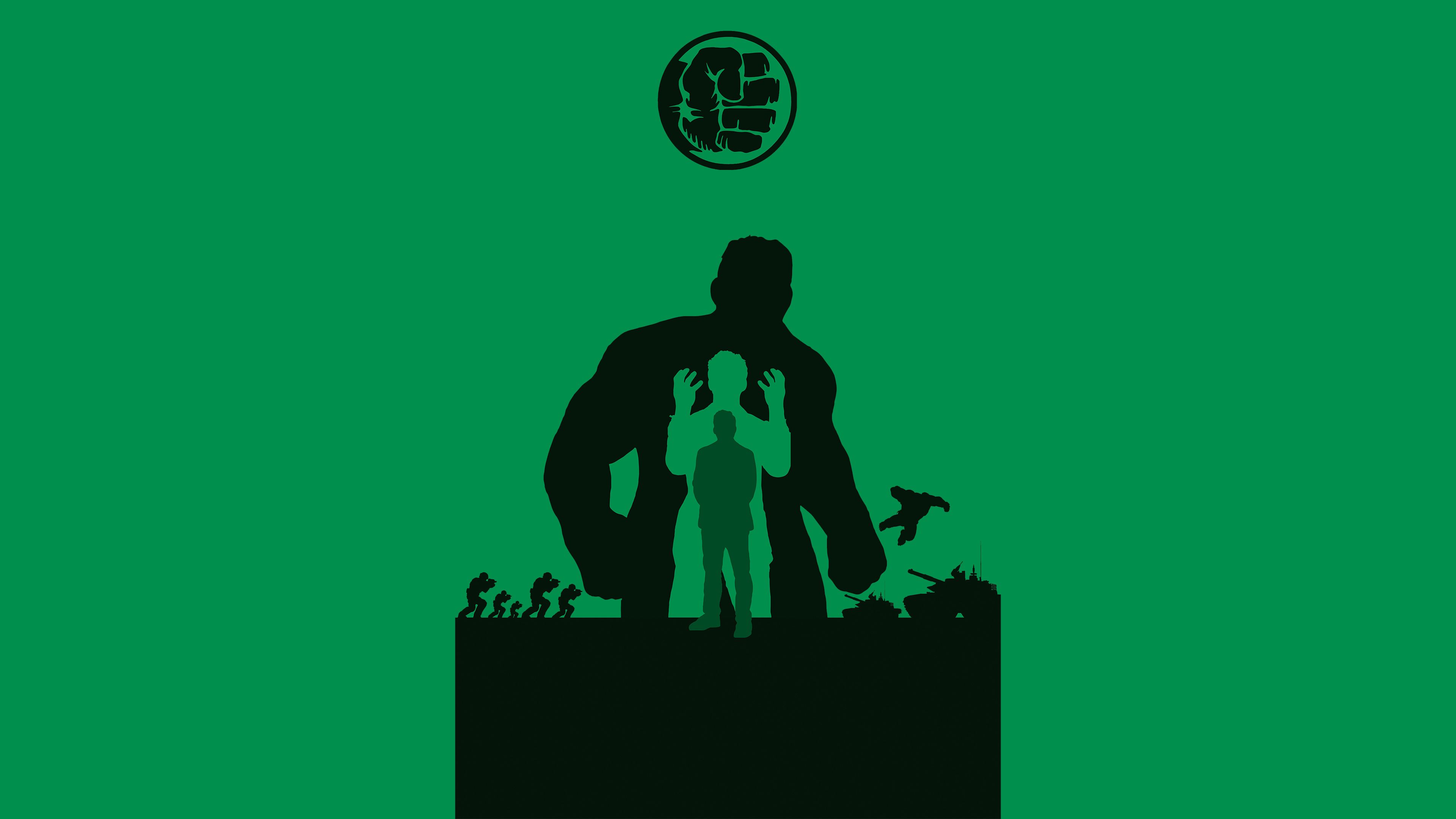 Logo Hulk minimalista verde, 3840x2160 4K Ultra HD, Monitor 4K