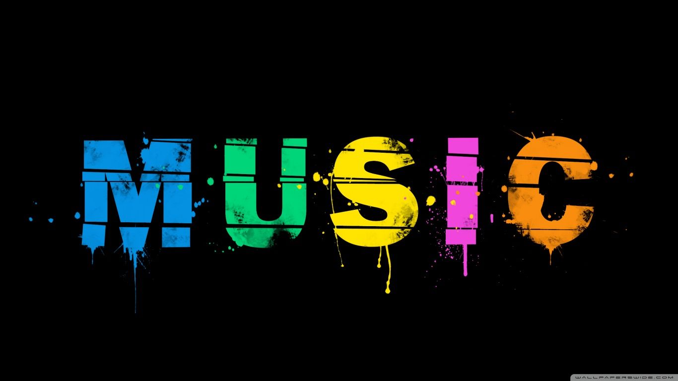 Scritta MUSIC colorata sgocciolante, 1366x768 HD, Desktop