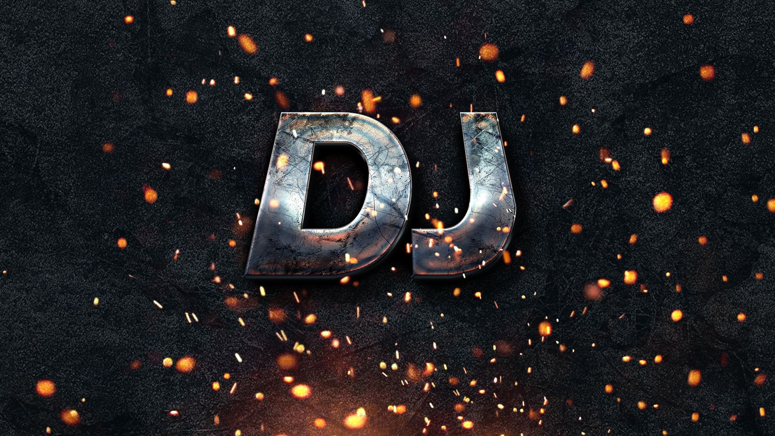 Logo DJ metallico con scintille, 2560x1440 QHD, Laptop