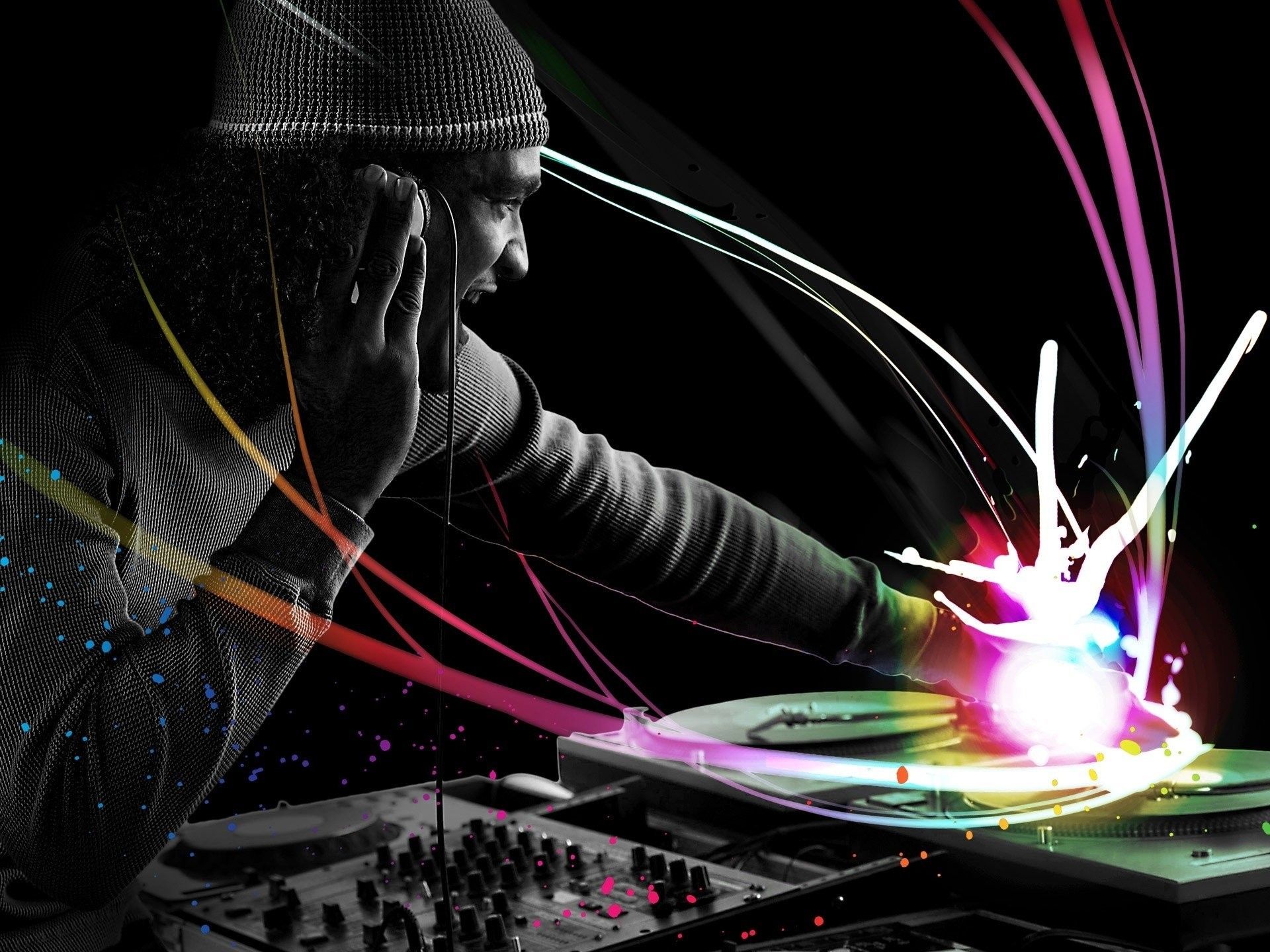 DJ con effetti luce colorati, 1920x1440 WUXGA, iMac