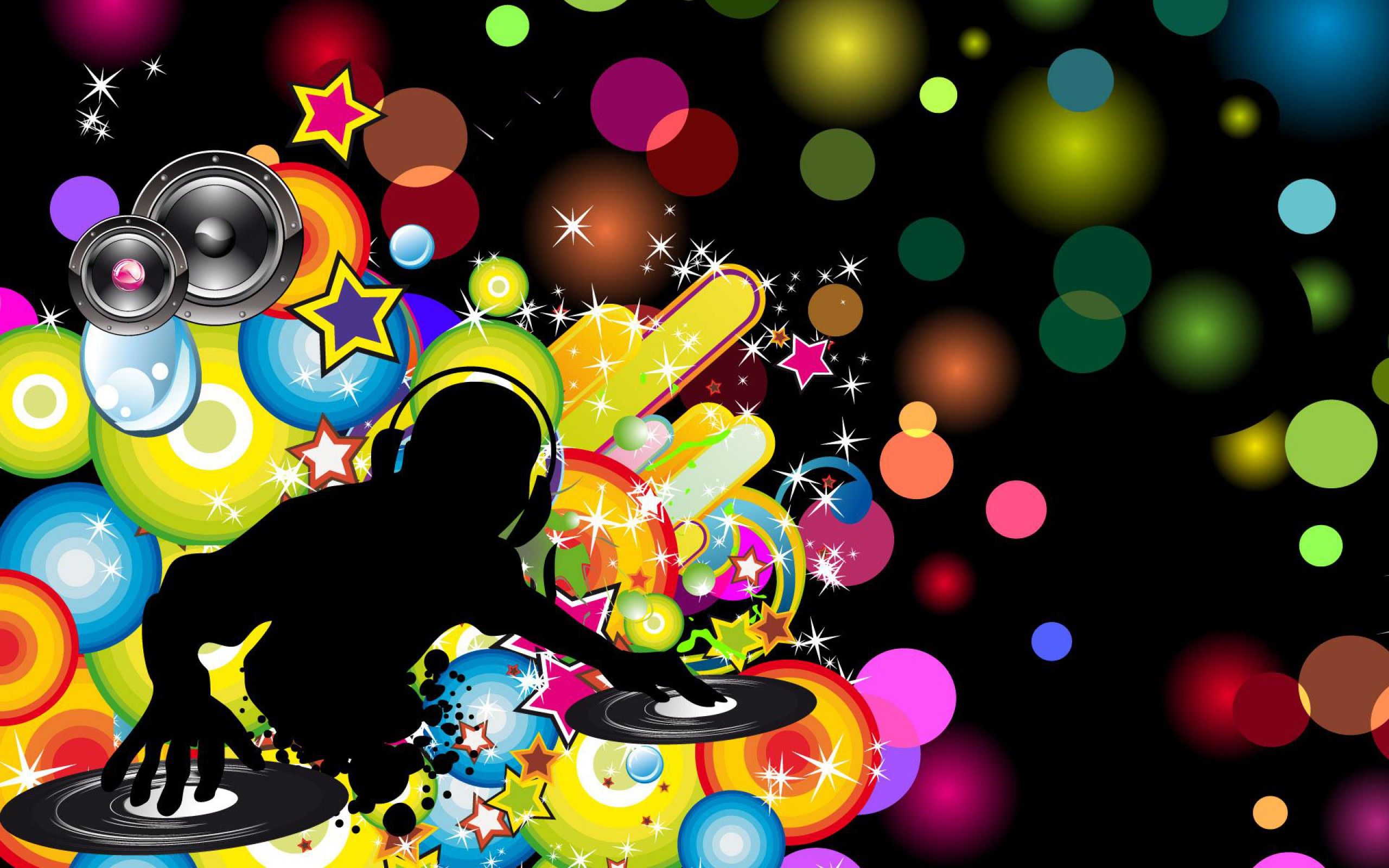 Sagoma DJ con cuffie colorata, 2560x1600 2K, Laptop