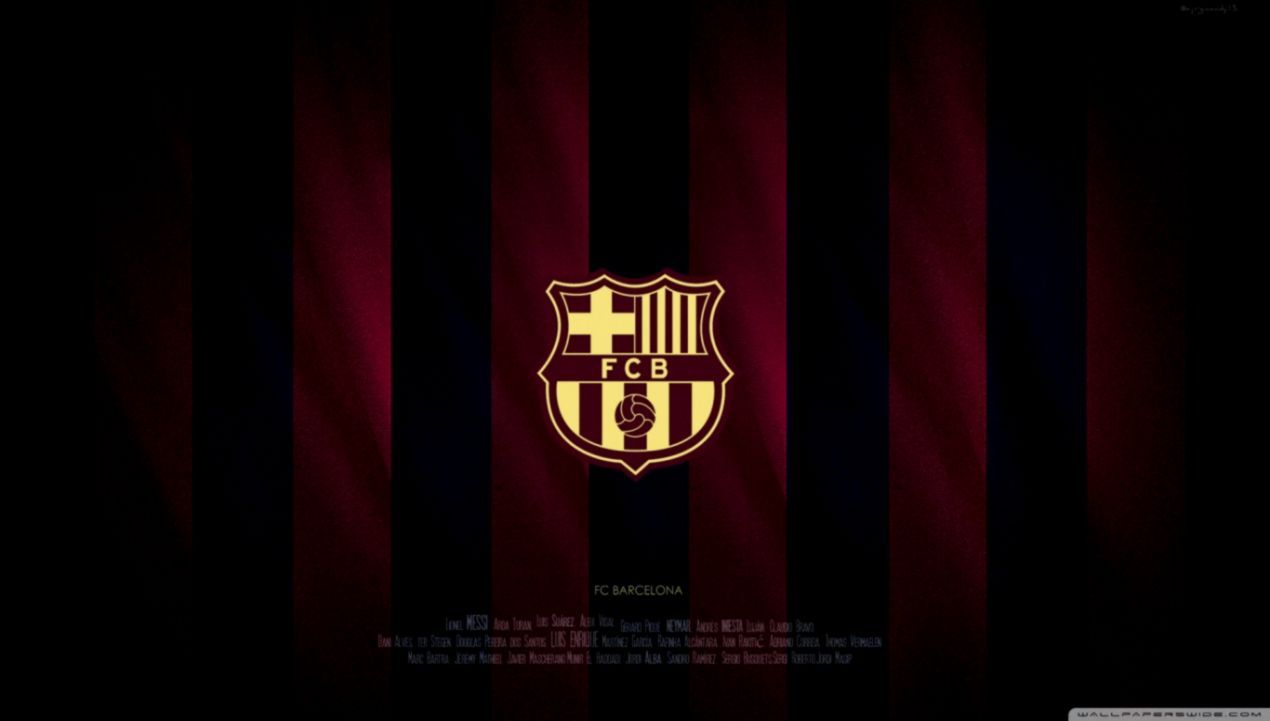 Logo FC Barcelona su tende rosse, 1270x721 HD, Desktop