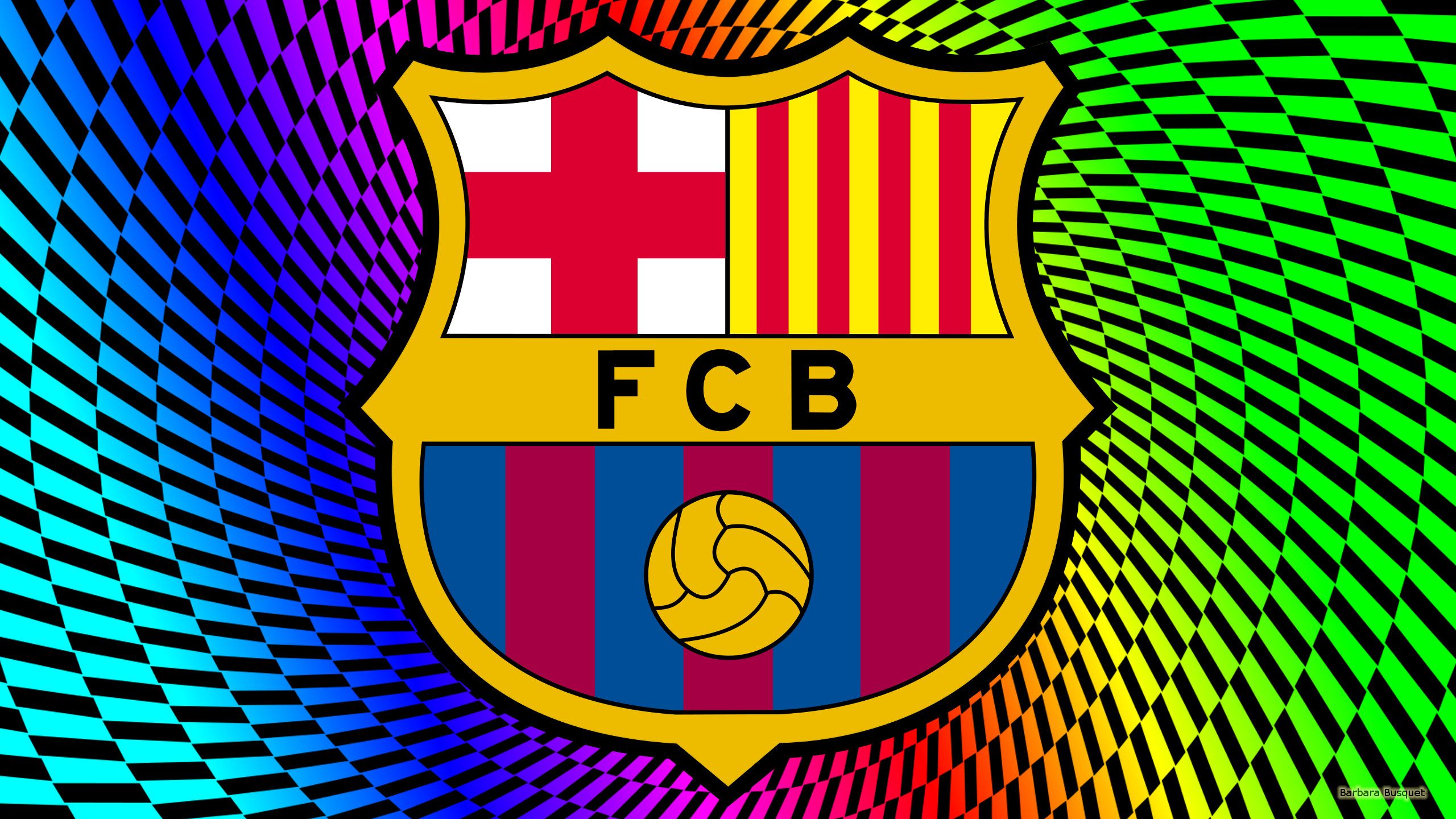 Logo FC Barcelona su sfondo geometrico, 2560x1440 2K, Desktop